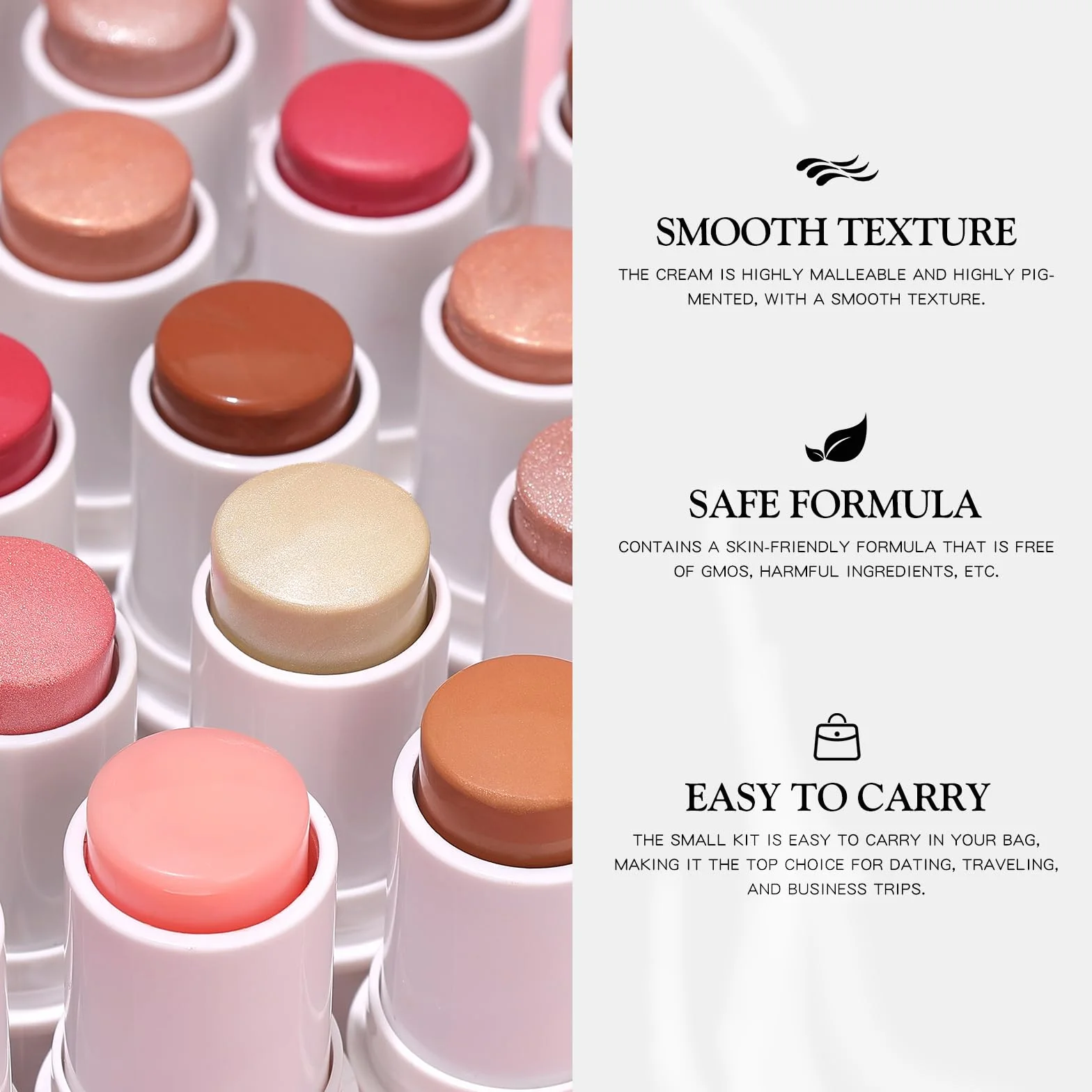 bayfree 3 PCS Makeup Cream Contour Stick Set, Illuminante Viso & Blush & Bronzer Stick, Effetto Naturale Opaco o Lucido, Lunga Durata, Multiuso per Ogni Tipo di Pelle