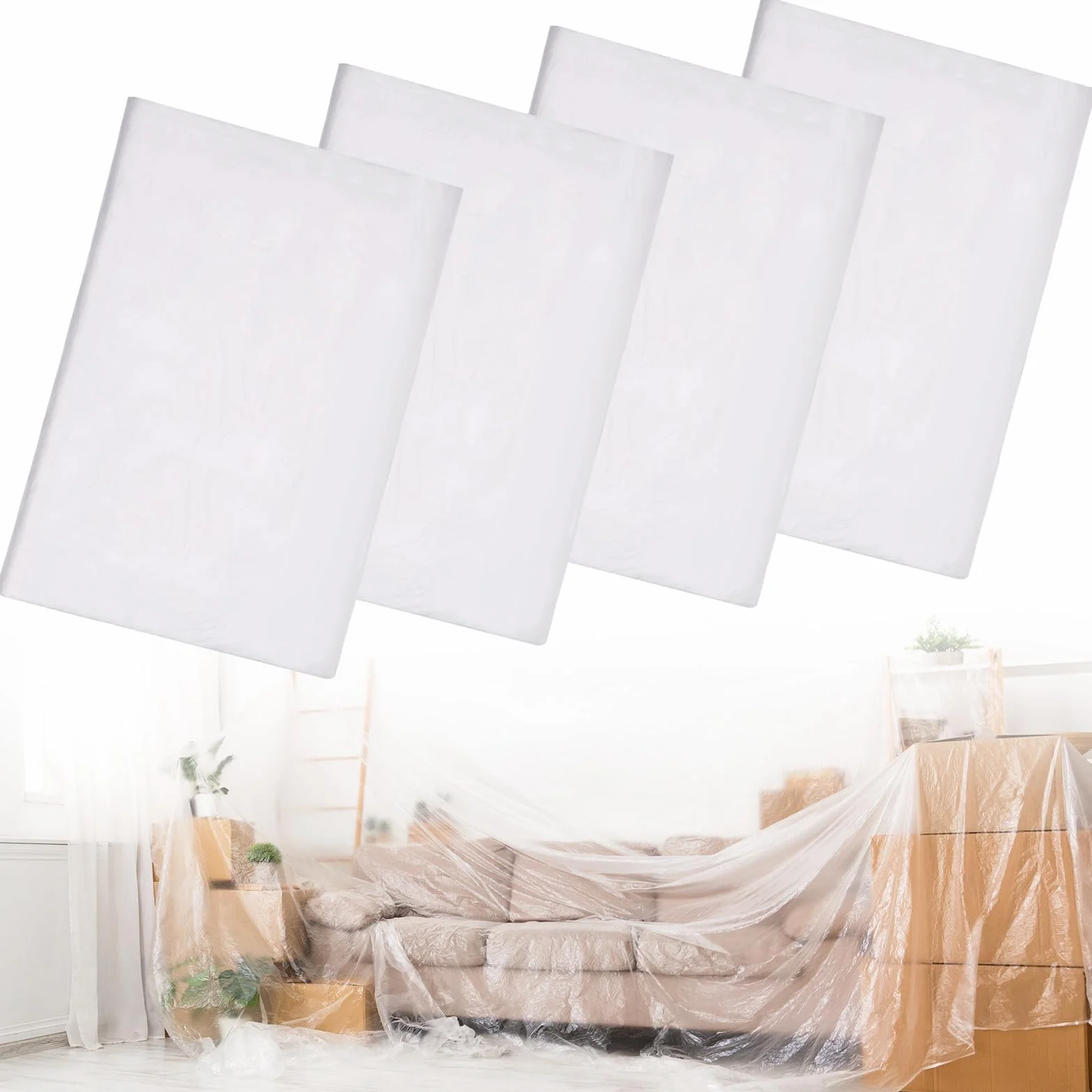 Telo Copritutto 4x5m, Teli Impermeabili per Imbianchino Plastica