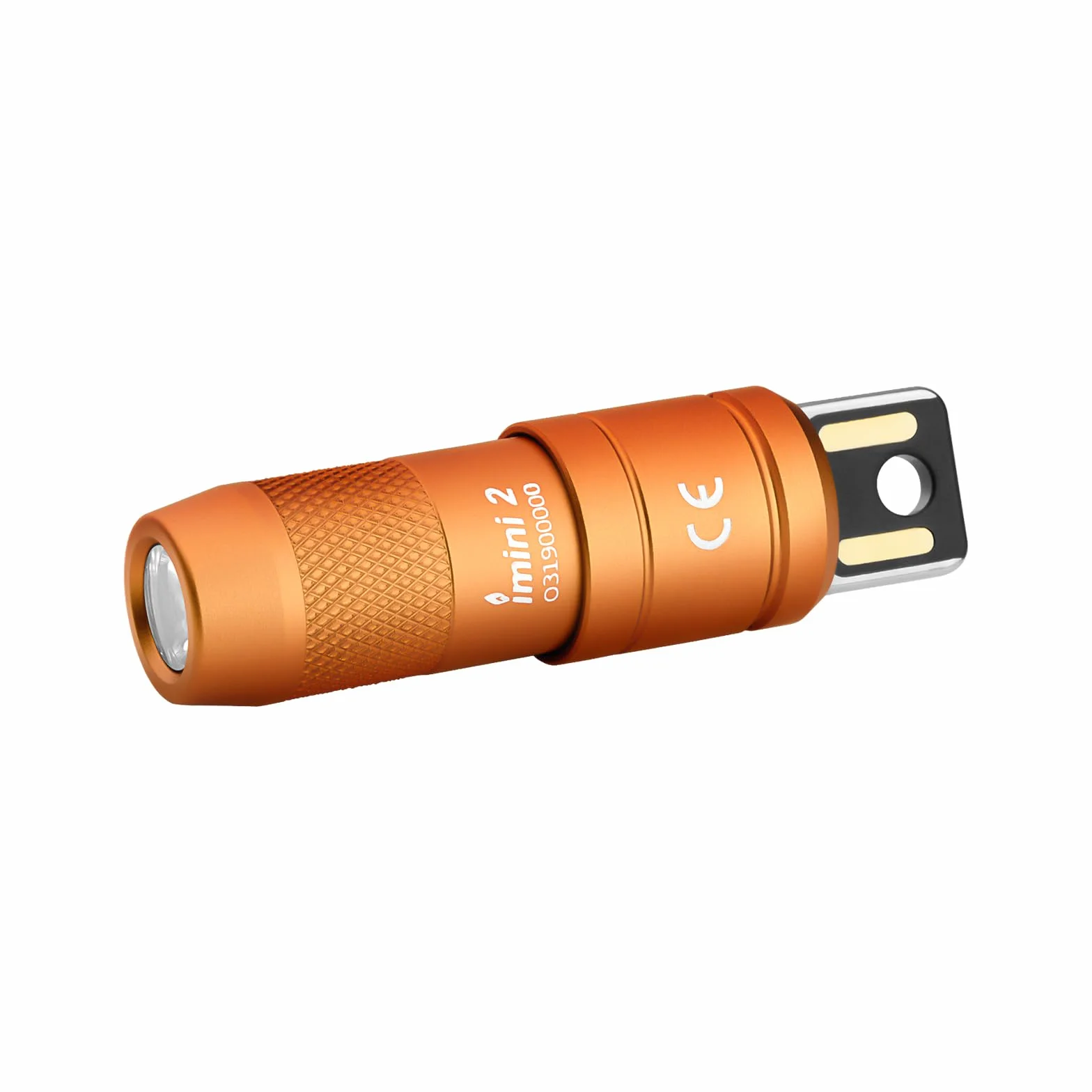 OLIGHT I Mini 2 Mini Torcia Portachiavi a LED con Base Magnetica, Ricarica USB-A, IPX6, 21m, Arancione