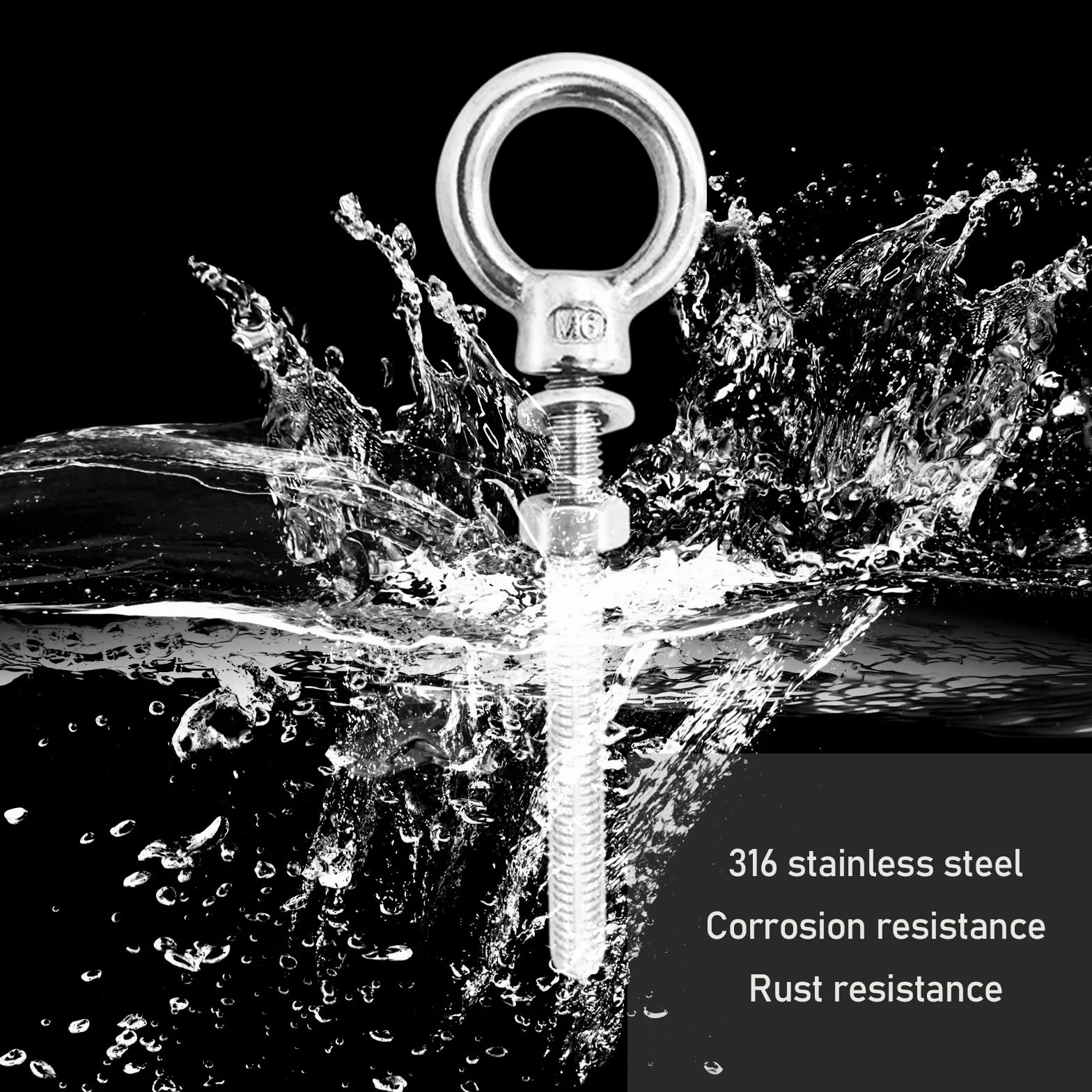 Bullone a occhiello in acciaio inox 316 M6x60mm 6 pezzi
