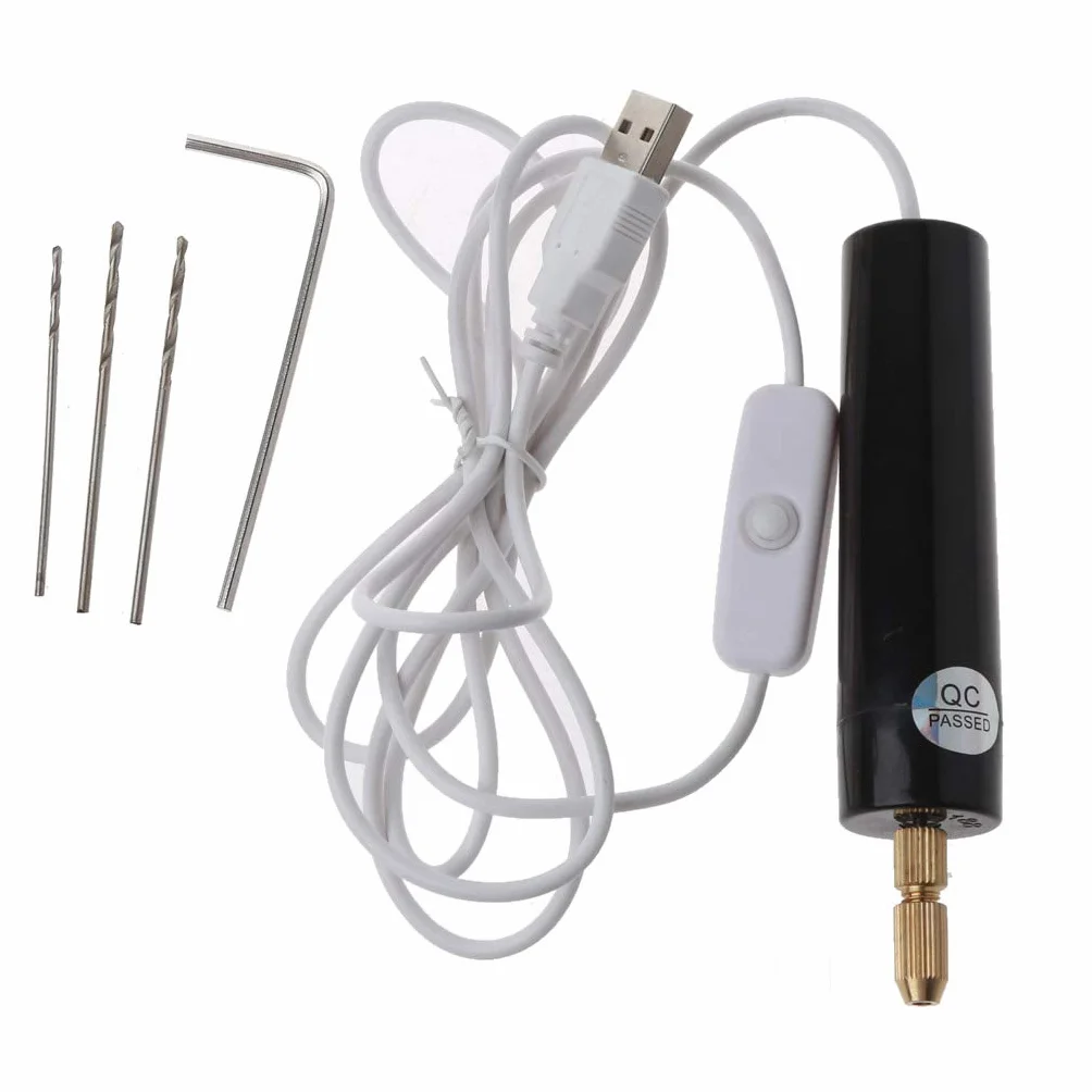 Mini Elettrico Trapano Manuale 5V USB per Gioielli Artigianato Legno Kit Utensili