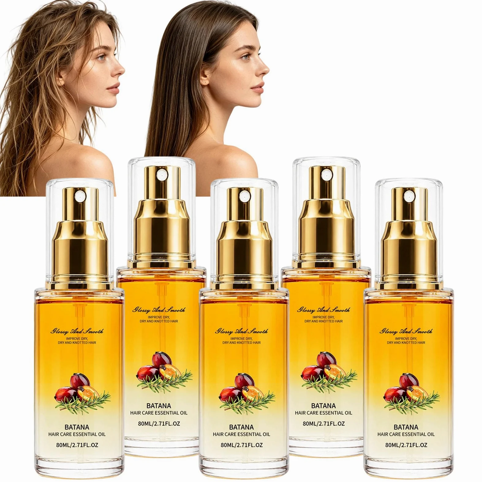 Olio capelli al batana per capelli secchi e crespi, cura fortificante (5Pcs)