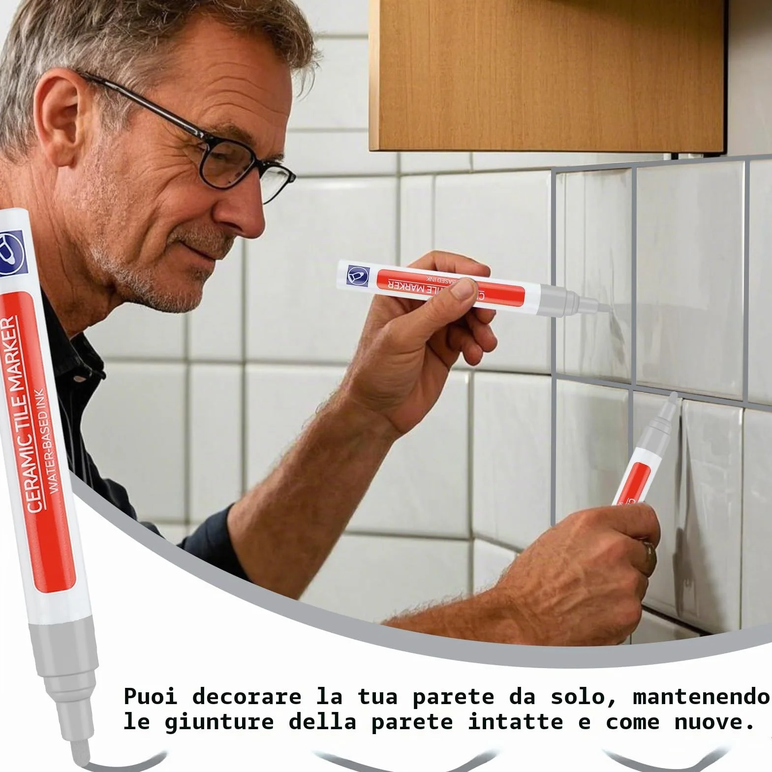 Pennarello per Fughe Piastrelle Penna Stucco Sbianca 6 Pezzi Grigio Chiaro