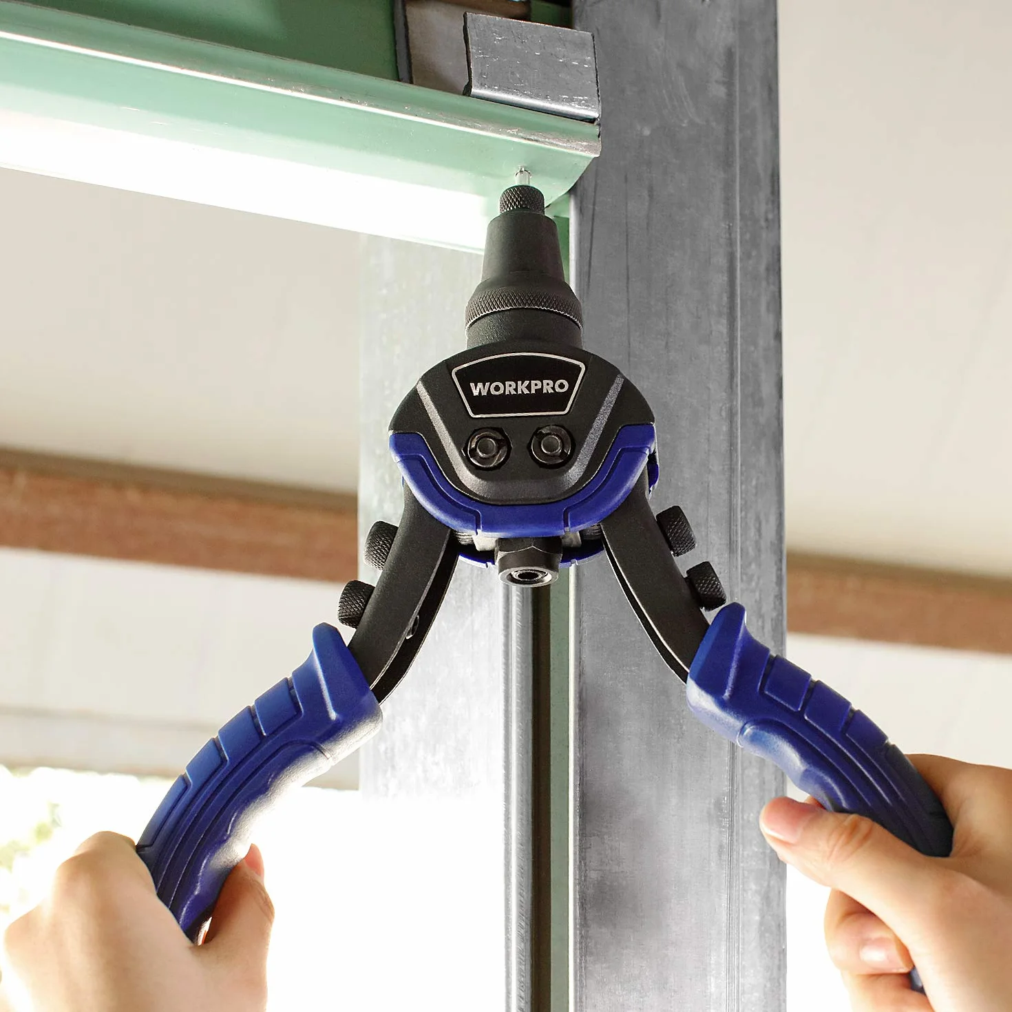 WORKPRO Rivettatrice Manuale con 5 Teste Intercambiabili, Pistola a Rivetti per Installazione Mobili