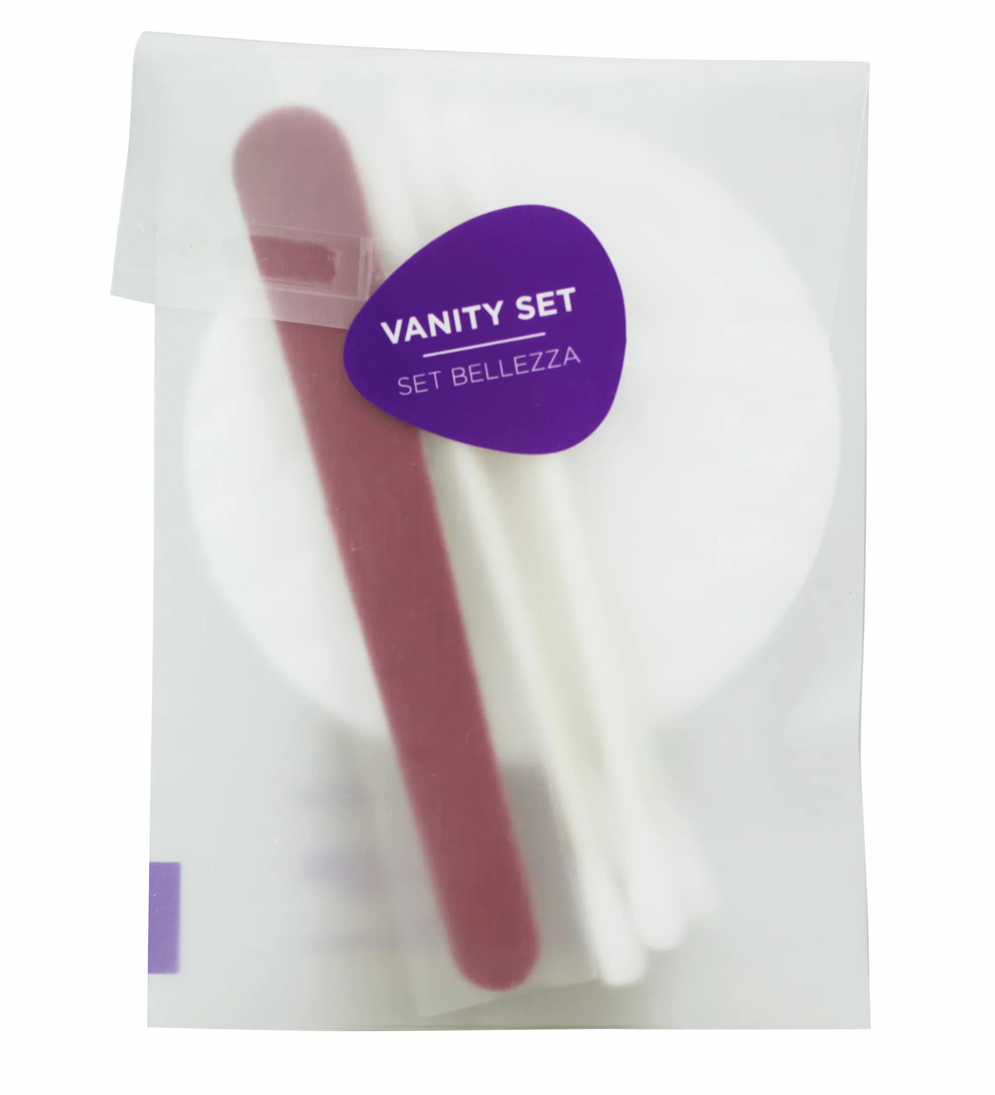 PRESENT-MORE - Vanity Set 250 Pezzi - Linea Touch - Kit con Dischi Struccanti, Limetta per Unghie e Cotton Fioc - Packaging Ecologico in Bustina di Plastica Riciclata - Ideale per Hotel e B&B