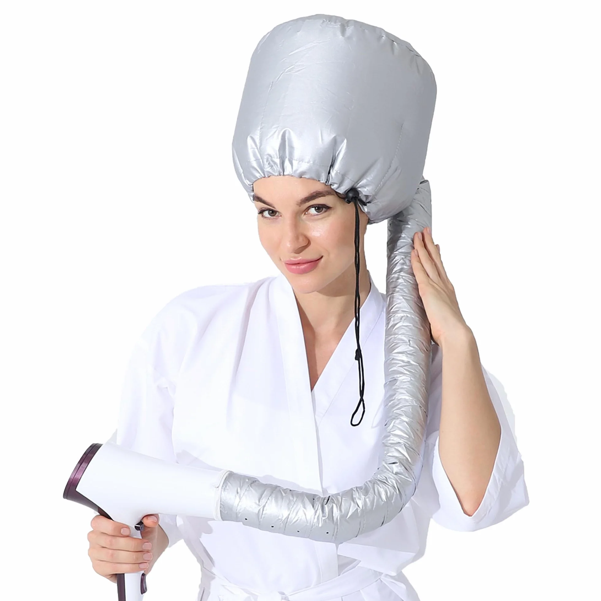 Casco per Asciugatura Capelli, Cuffia per Asciugacapelli Manuali, Regolabile Elastica Cuffia Termica per Capelli, per Asciugatura, Acconciatura, Arricciatura (Grigio)
