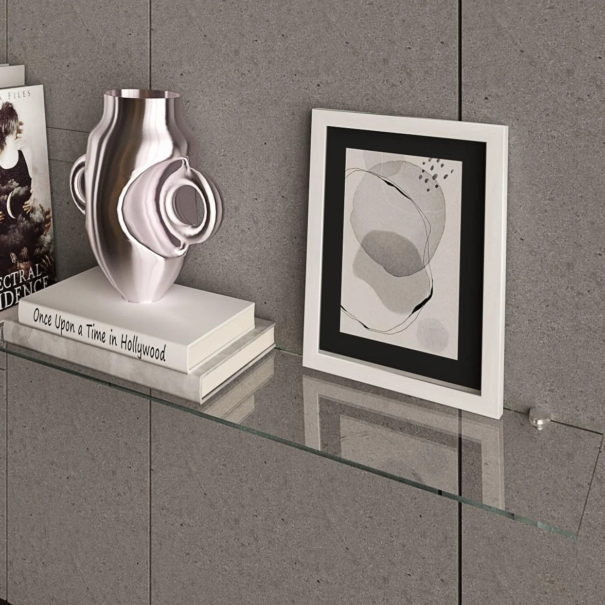 Mensola da parete in vetro ESG 6 mm 90 x 17,8 cm per bagno doccia con staffe in metallo trasparente