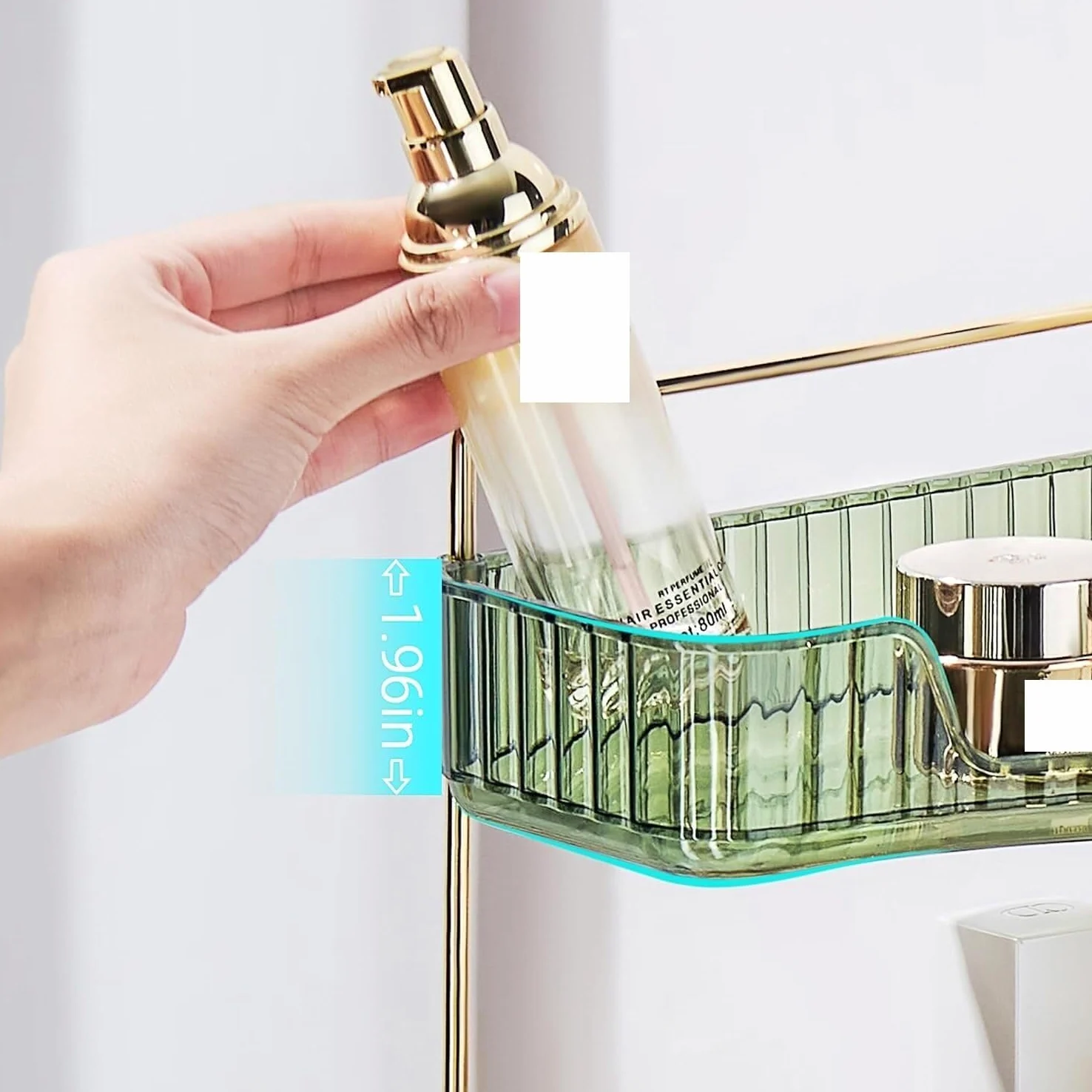 Porta Trucchi,Toeletta Organizer per Trucco Portaoggetti per Trucco Verde Vanity A 3 Livelli Scaffale per Profumo in Acrilico per Cosmetici per La Cura della Pelle Multifunzione
