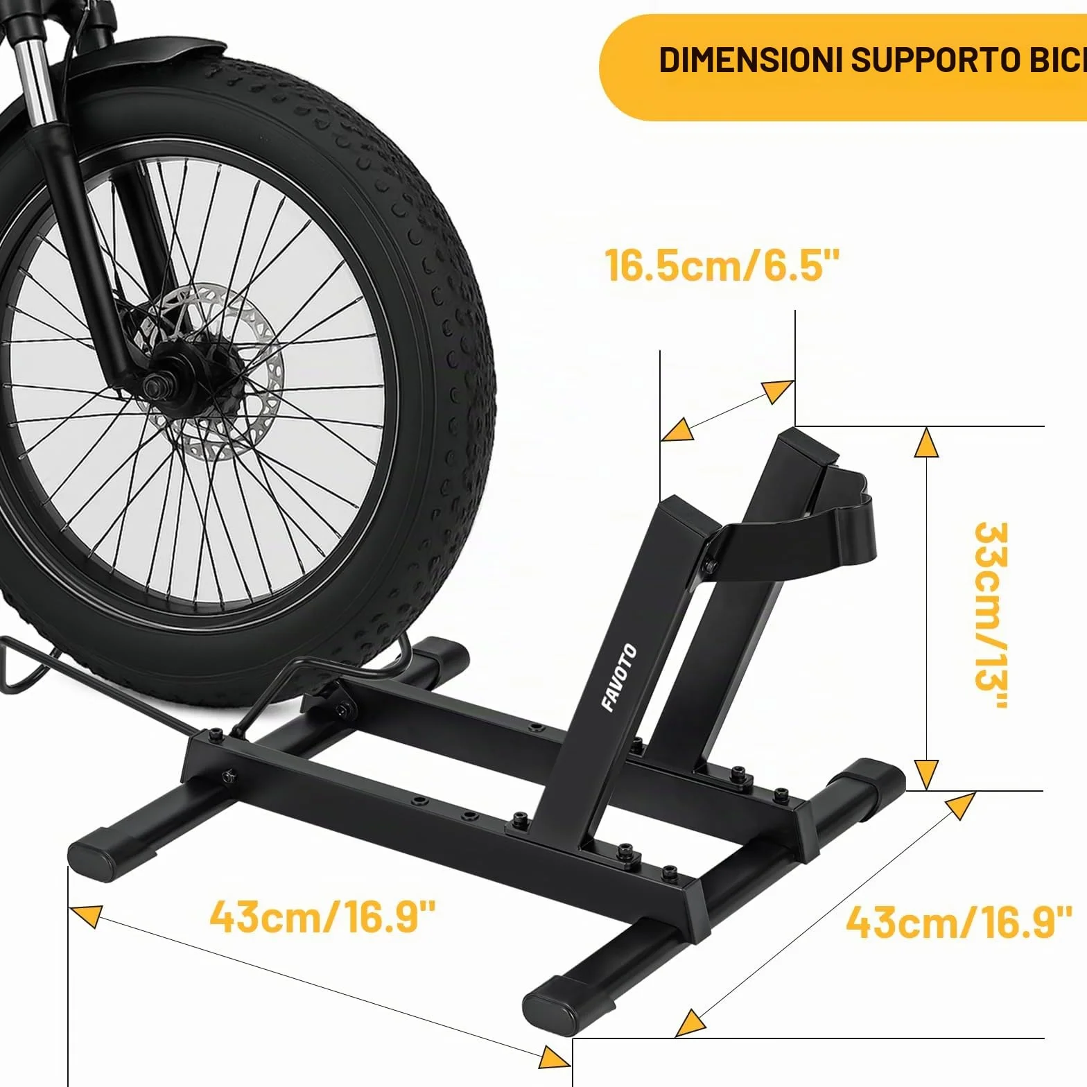 Favoto Cavalletto per E-Bike e Biciclette - Supporto da Pavimento per Bici Elettriche e Tradizionali 20-29 Pollici 38kg Nero