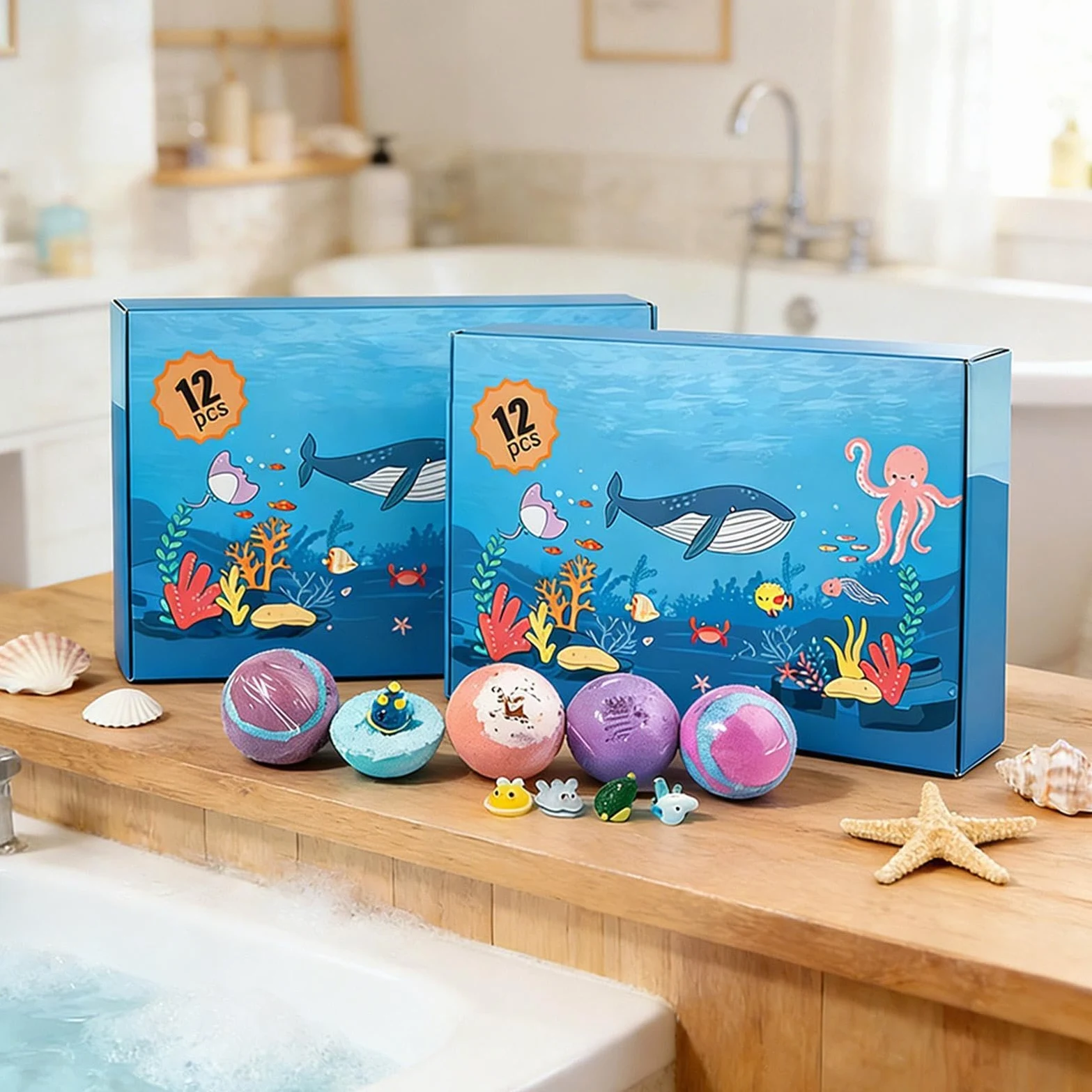 Bombetta da Bagno Effervescente 12 Pezzi Detergente Corpo Rinfrescante | Set Spa con Giocattoli per Viaggio, Hotel, Vasca, Casa, Spa, Bambini e Bambine