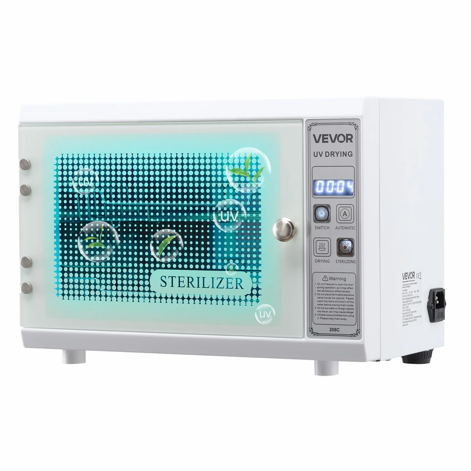 VEVOR Sterilizzatore per Utensili da Manicure, Capacità 12 L Potenza 160 W Contenitore Multifunzionale per Pulizia degli Utensili, Lunghezza d'Onda di 185 nm per Laboratori, Centri Estetici, Bianco