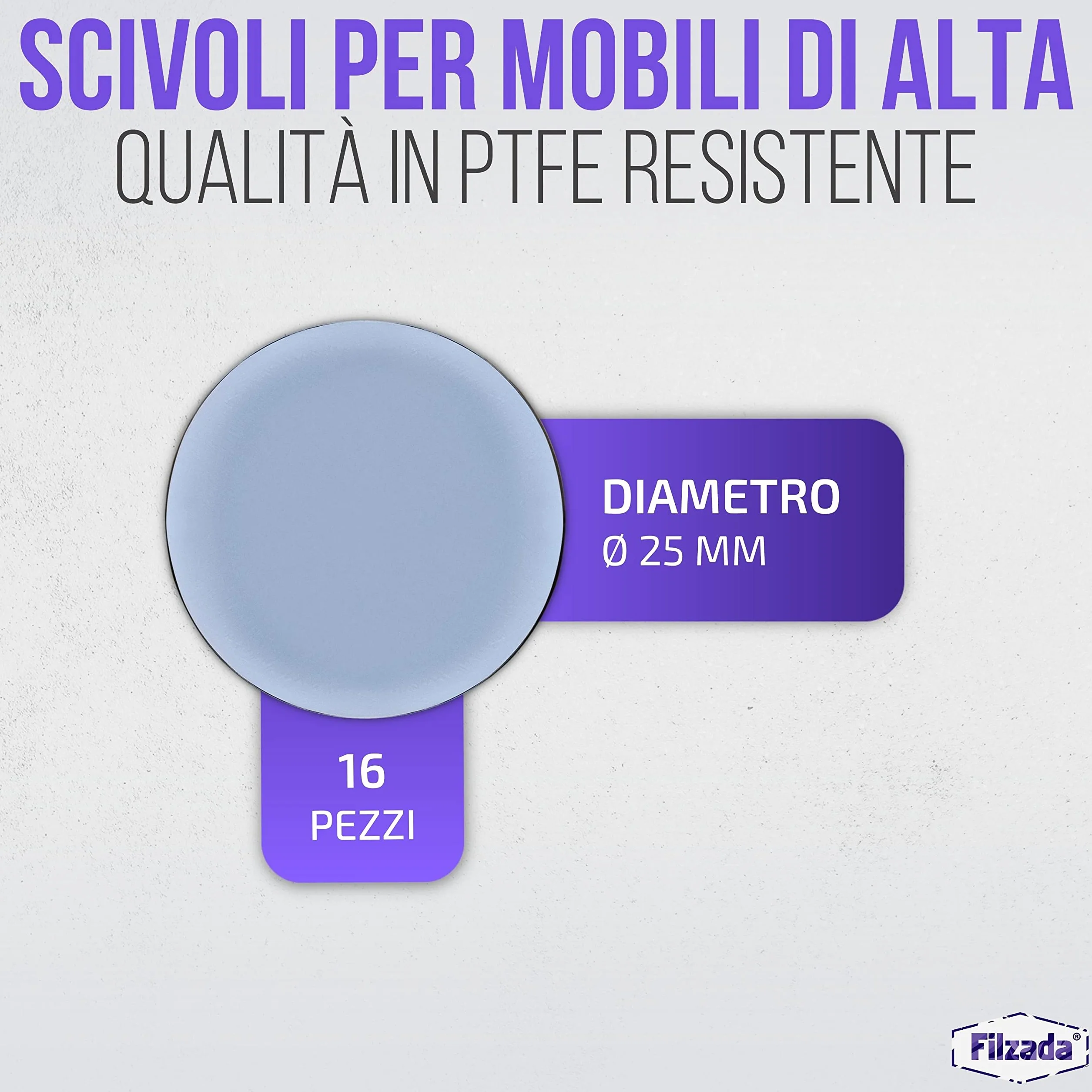 Piedini per mobili autoadesivo in Teflon Ø 30 mm rotondo - Scivoli per tappeti PTFE Filzada