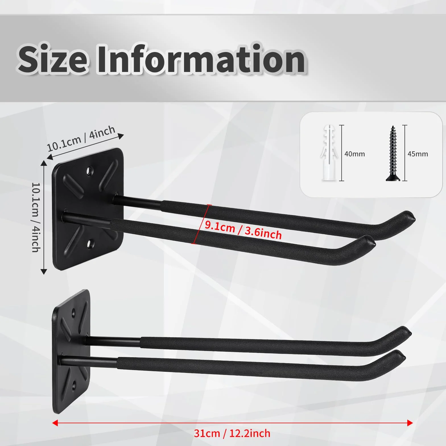 Ganci da Garage Heavy-Duty 30 cm, Organizer per Attrezzi da Montare a Muro, Ganci Doppio Versatili per Stoccaggio