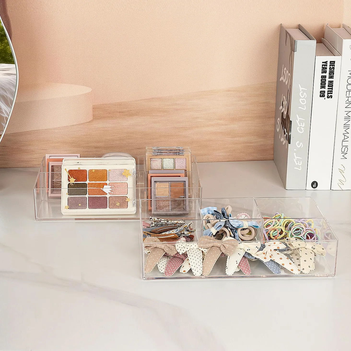 JessLab Organizzatore per Cassetto in Acrilico, Trasparenti, Organizzatore per Trucco Elegante e Resistente per Vanity, Rossetto, Pennelli, Gioielli (2 Pack)