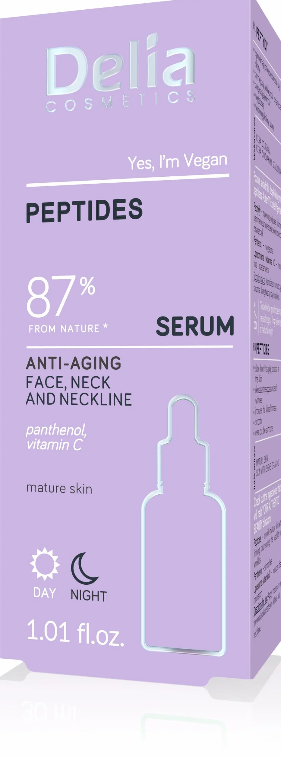 Delia Cosmetics - Siero Antirughe - Peptidi - Pelli Mature - Riduce le Rughe. Uniforma il Colorito della Pelle - Ritarda il Processo di Invecchiamento - Pelle Liscia e Soda - Vegano - 30ml