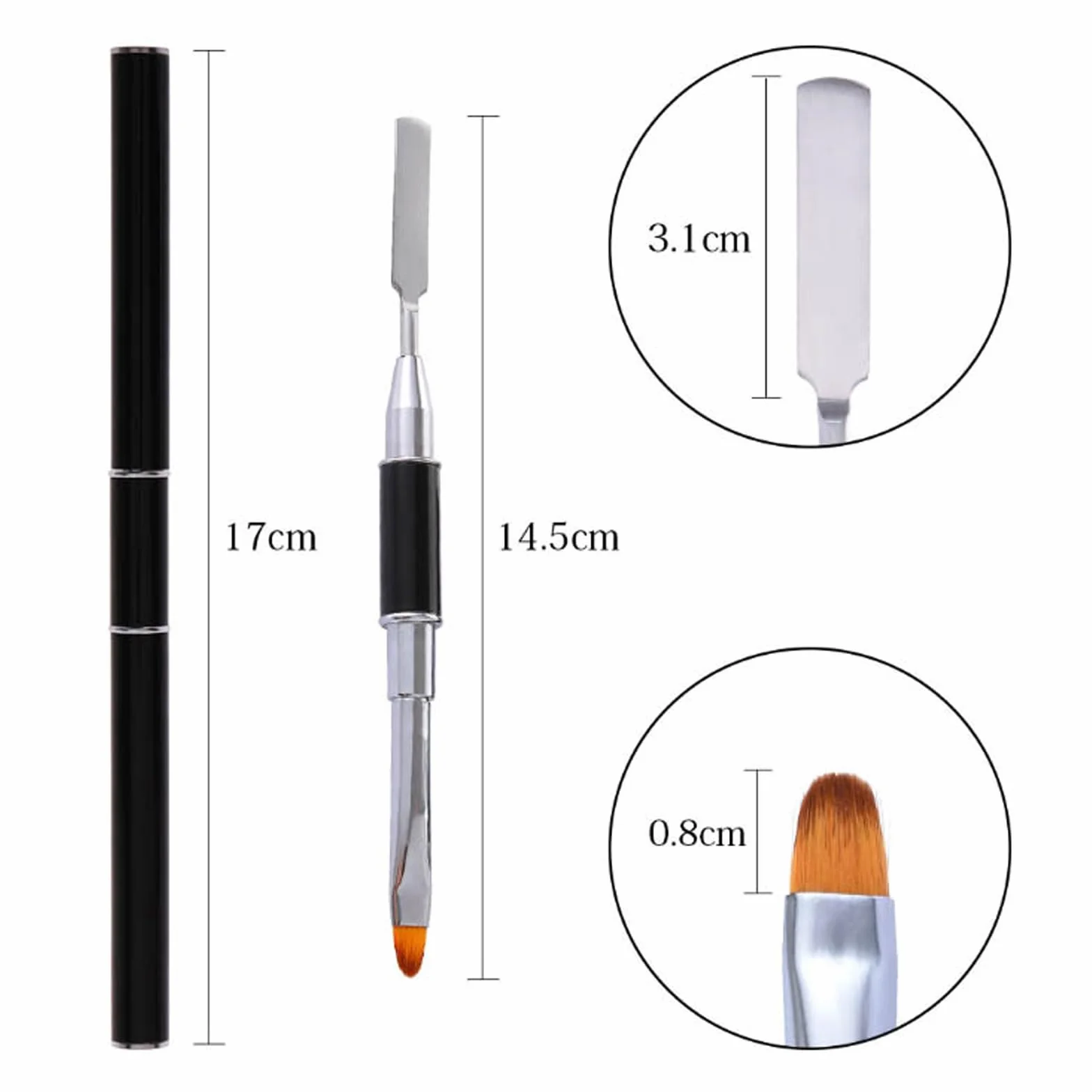 Dual-ended Nail Art Penna,Spazzola per Unghie UV,2 in 1 Nail Art Brush Dual Ended Polygel Spazzola,Accessori Unghie,Strumenti Gel UV Acrilico Unghie Extension Nail