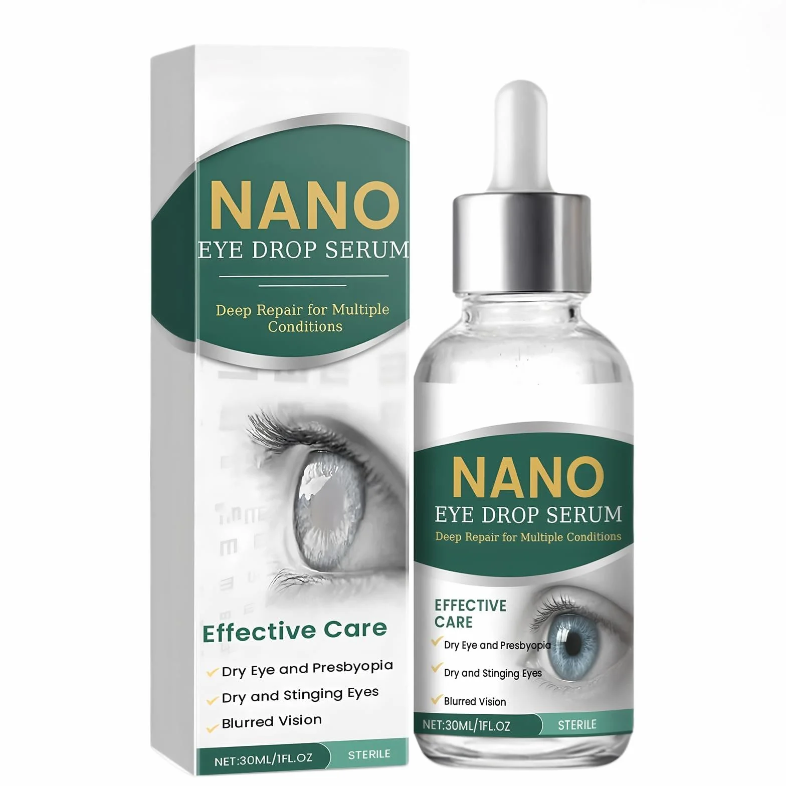 Nano Drops Serum, with Lutein, Vitamin C & E, Mimics Natural Tear Film, for Long-Term Daily Use without Irritation