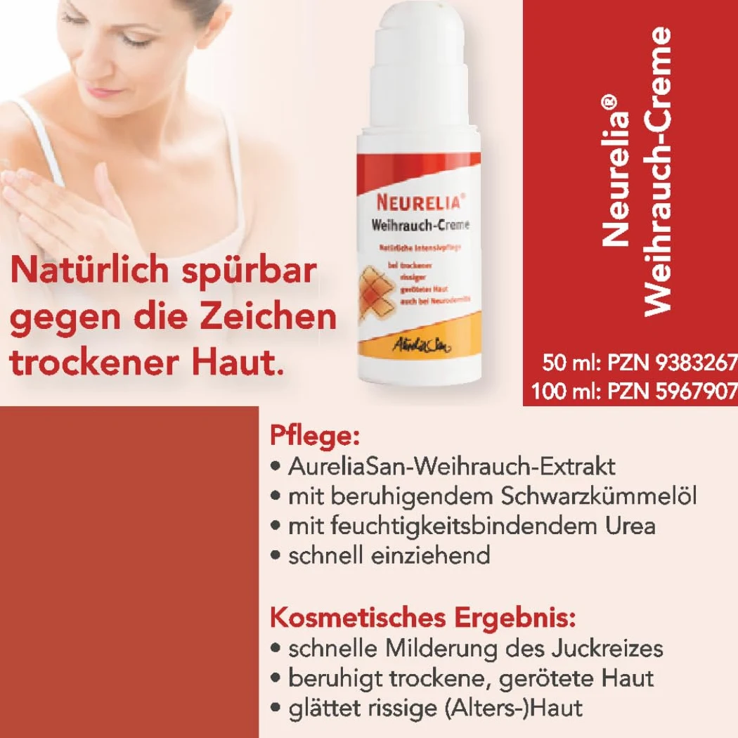 Crema all'incenso Neurelia, 100 ml, per la cura intensiva quotidiana in caso di pelle secca, screpolata o arrossata, anche accompagnata da neurodermite