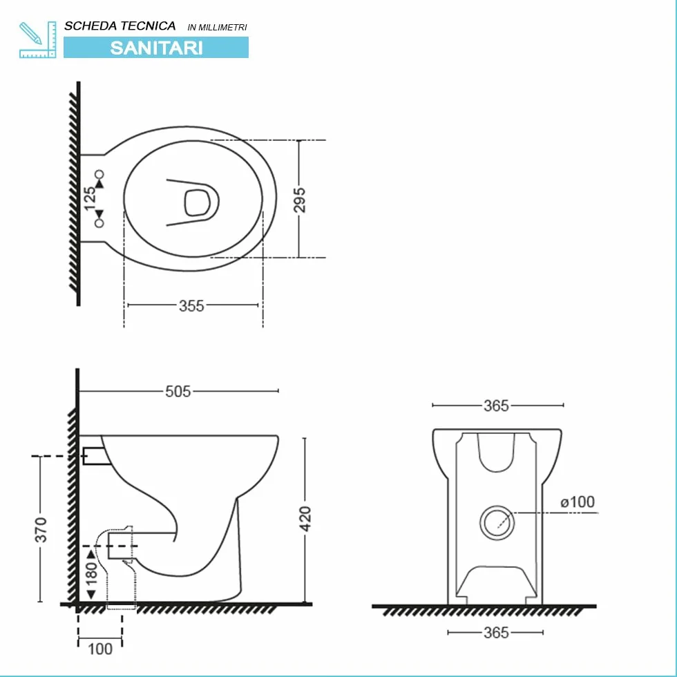 Cipro set wc e bidet filomuro con scarico universale e brida copriwater soft-close