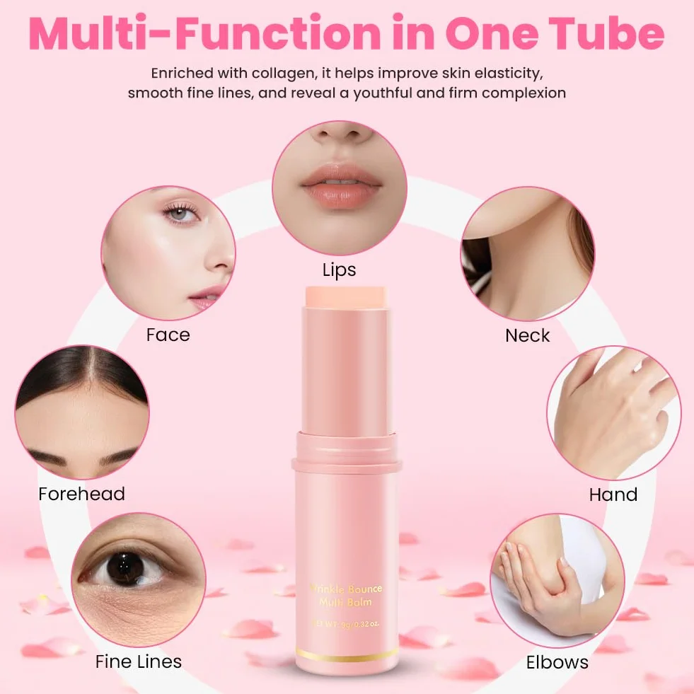 Aomig 2 Pezzi Multi Balm Stick, Calcium Stick Antirughe con Estratto di Collagene, Sticks Idratante al Collagene Per Occhi, Collo e Viso, Balsamo Anti-Età, Idratante, Antirughe