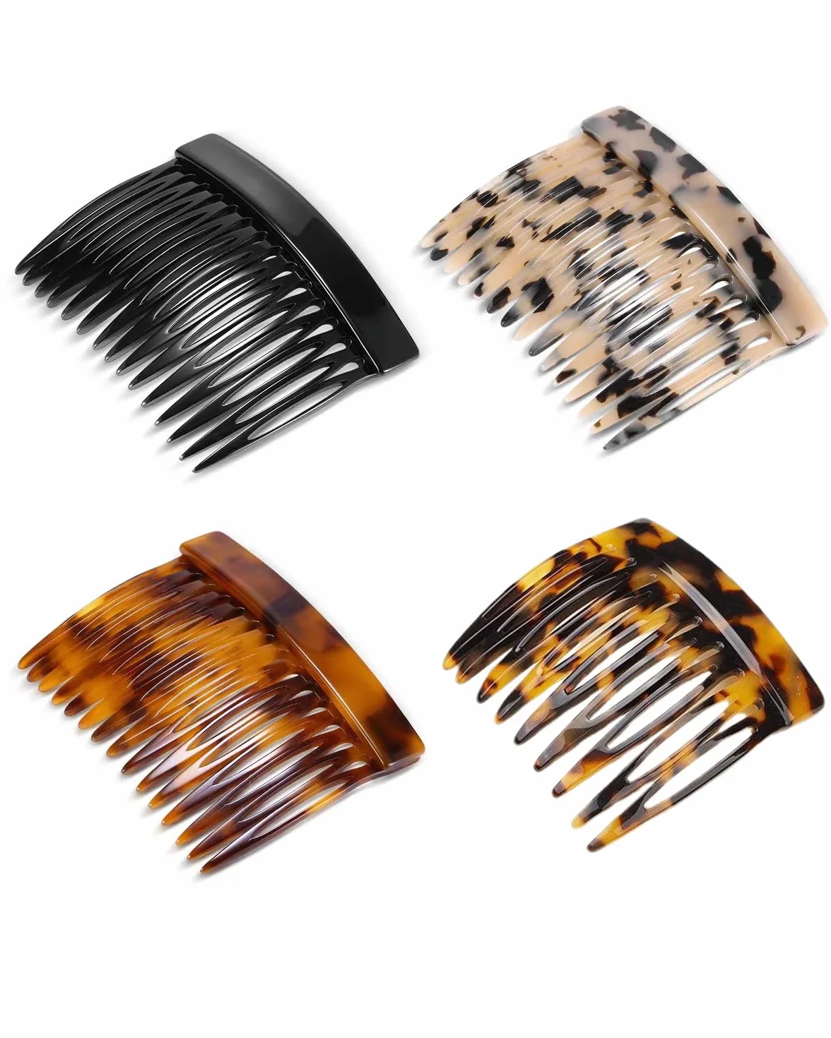 Pettini Fermacapelli Donna 4 Pezzi in Acetato, Stile Francese per Acconciature Eleganti, Ideali per Chignon, Dutt e Raccolti con Tenuta Forte e Duratura.