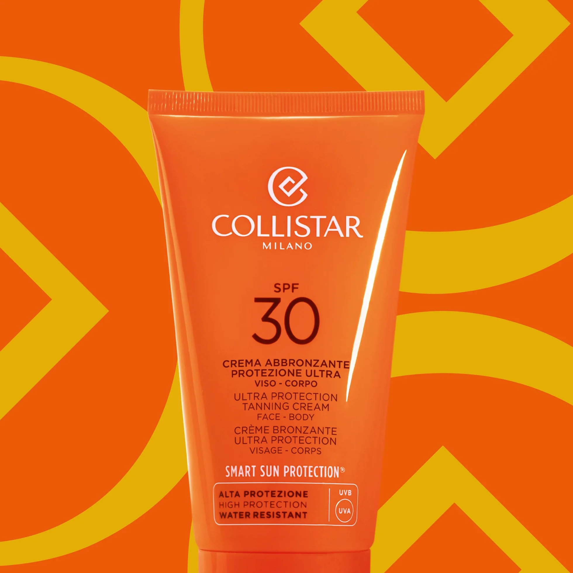 Collistar Crema Abbronzante Protezione Ultra SPF 30, Viso e Corpo per un Abbronzatura Dorata, Azione Protettiva di Capillari, Macchie e Tatuaggi, 150 ml.