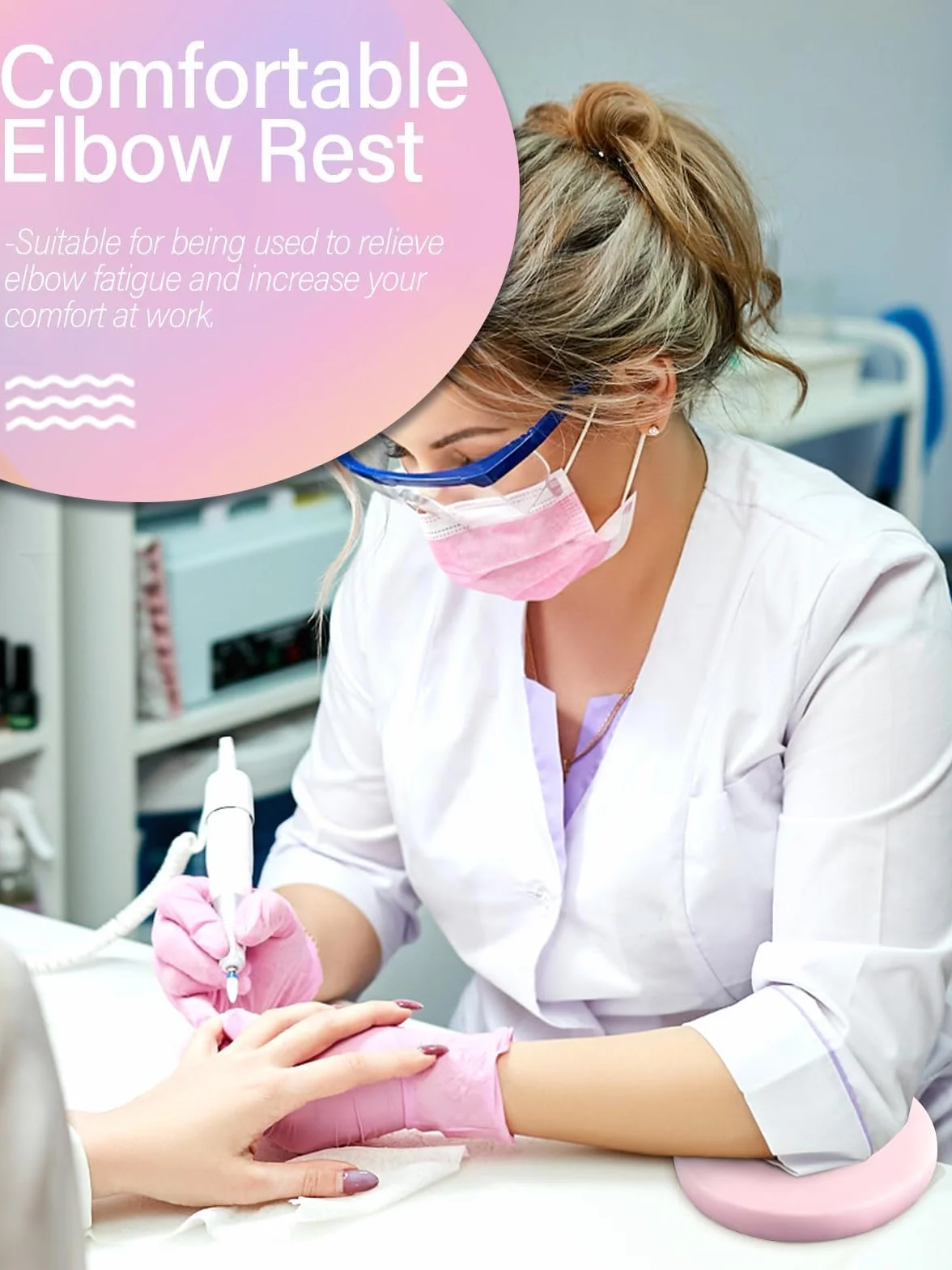 TOROKOM poggomito per le unghie Tech, poggomito per le unghie Tech, morbido poggomito-unghie braccio antiscivolo comodo imbottitura base, gomito rotondo per la manicure salone/casa (rosa)