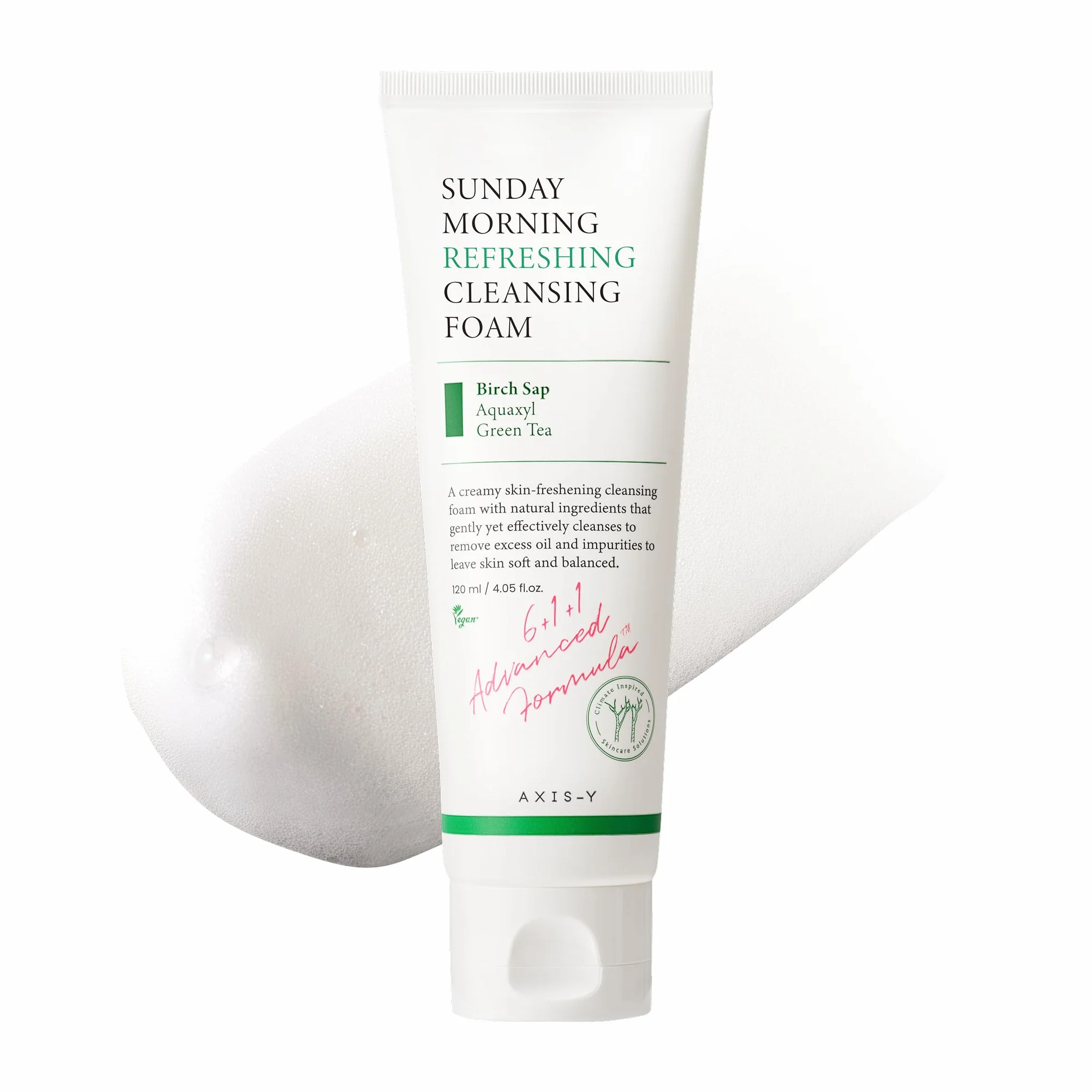 AXIS-Y Sunday Morning Refreshing Cleansing Foam Con Linfa Di Betulla Detergente Viso Delicato, Idratante E Lenitivo 4,06 Fl Oz.