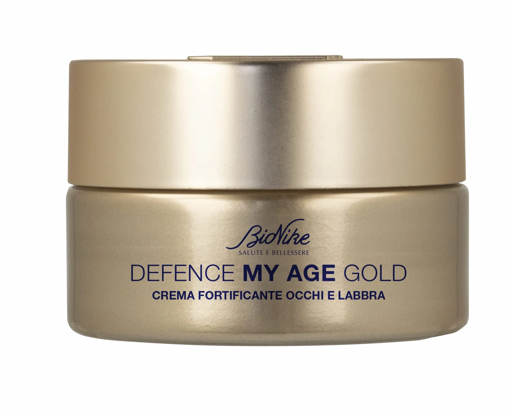 BioNike Defence My Age Gold - Crema Contorno Occhi e Labbra Antirughe con Acido Ialuronico, Trattamento Fortificante per Levigare, Distendere e Rivitalizzare la Pelle Matura, 15ml