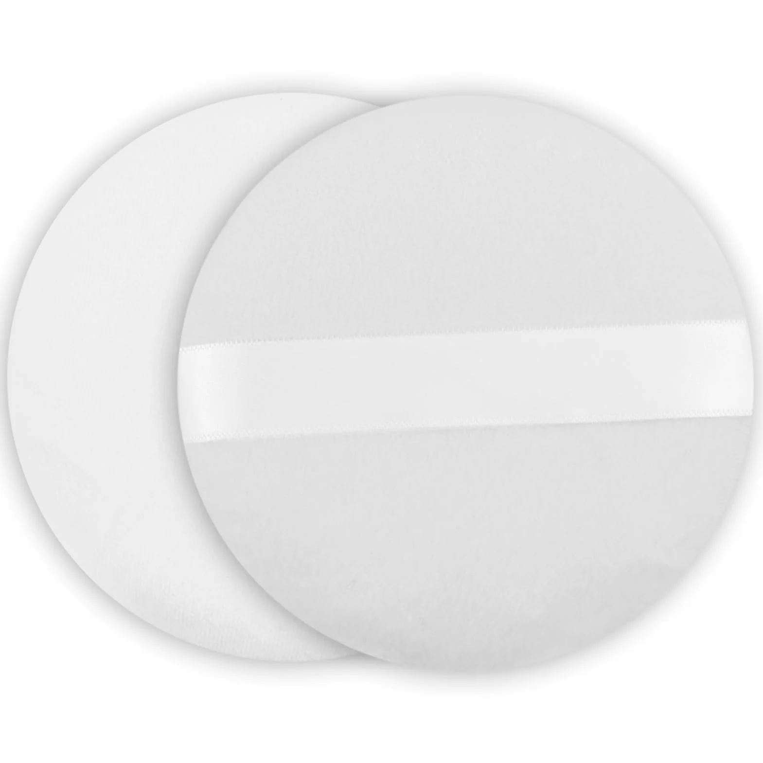 2Pz Spugnetta Cipria Rotonda,10cm Powder Puff Ultra Morbida,Spugnette Cipria Lavabile,Riutilizzabile,Grande Velluto Per Il Viso,Il Corpo Per Cipria,Bagnata e Asciutta,Cipria,Bianca