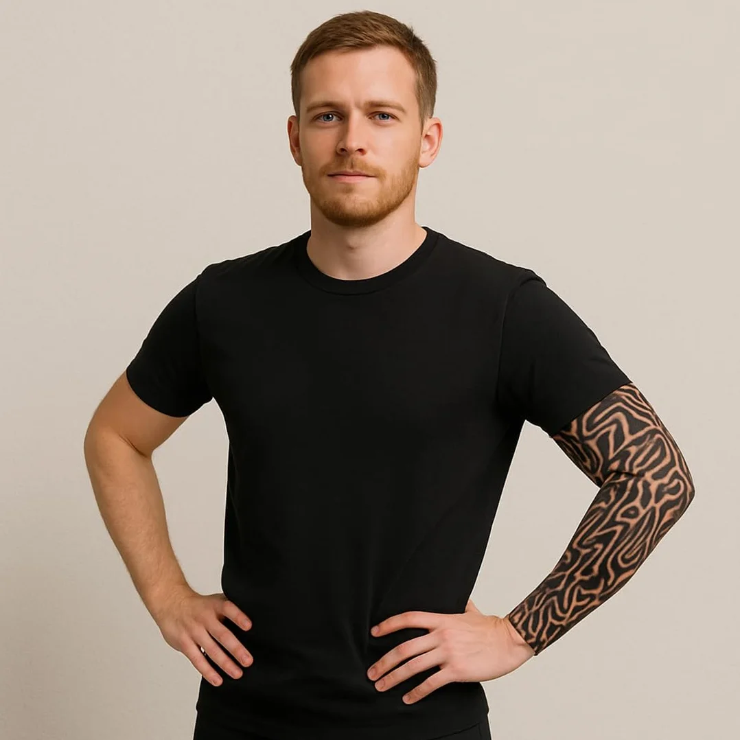 JEYORZY 5PC Maniche Tatuaggio,Manica a Tatuaggio,Nylon Elastiche Realistico Tatuaggio Temporaneo Finti Tattoo Sleeve,Manicotti da braccio per Uomo Donna,Braccia Protezione Sportiva Ciclismo