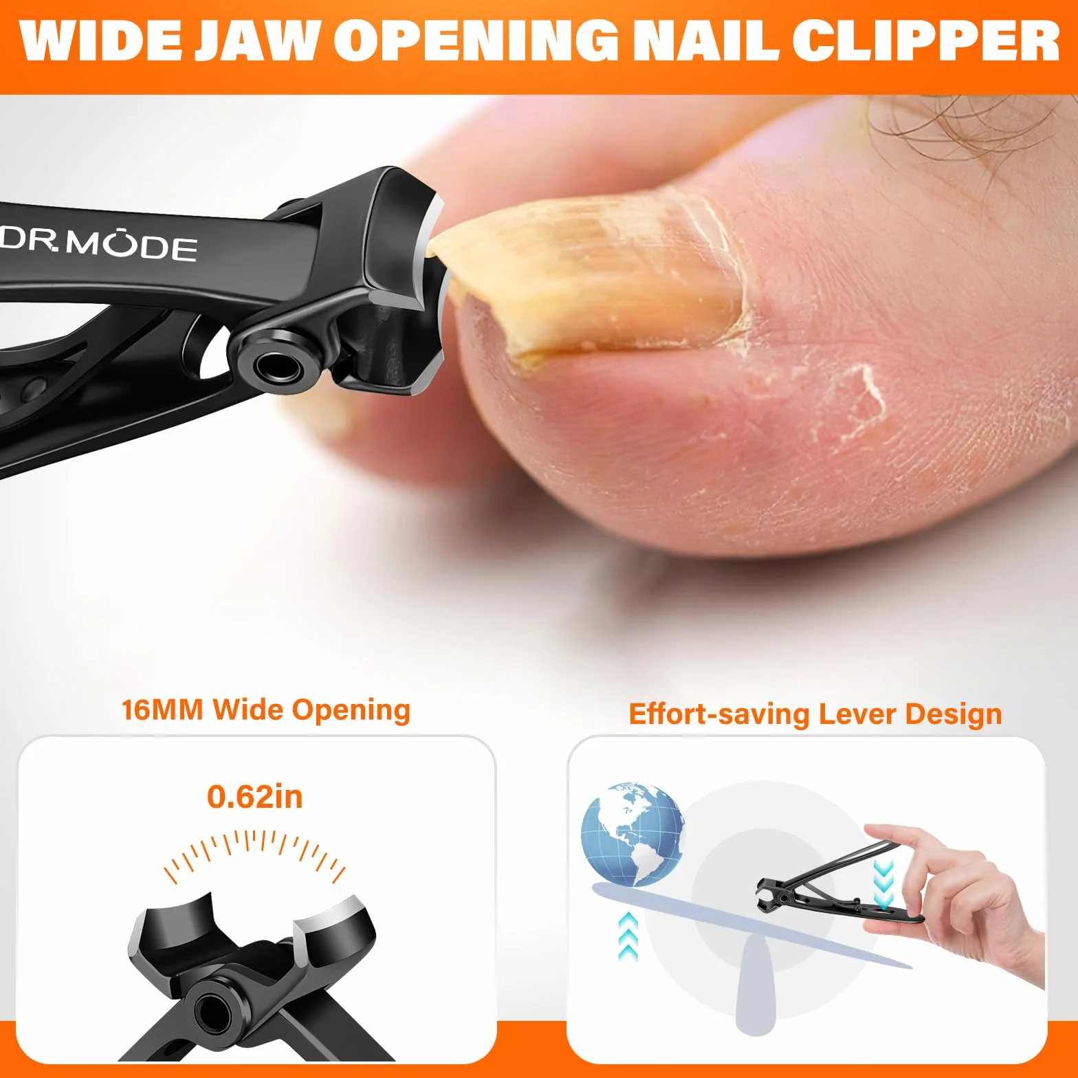 Tagliaunghie piedi professionale, set tagliaunghie per anziani uomo con unghie incarnite spesse con ampia apertura e lama curva inclinata