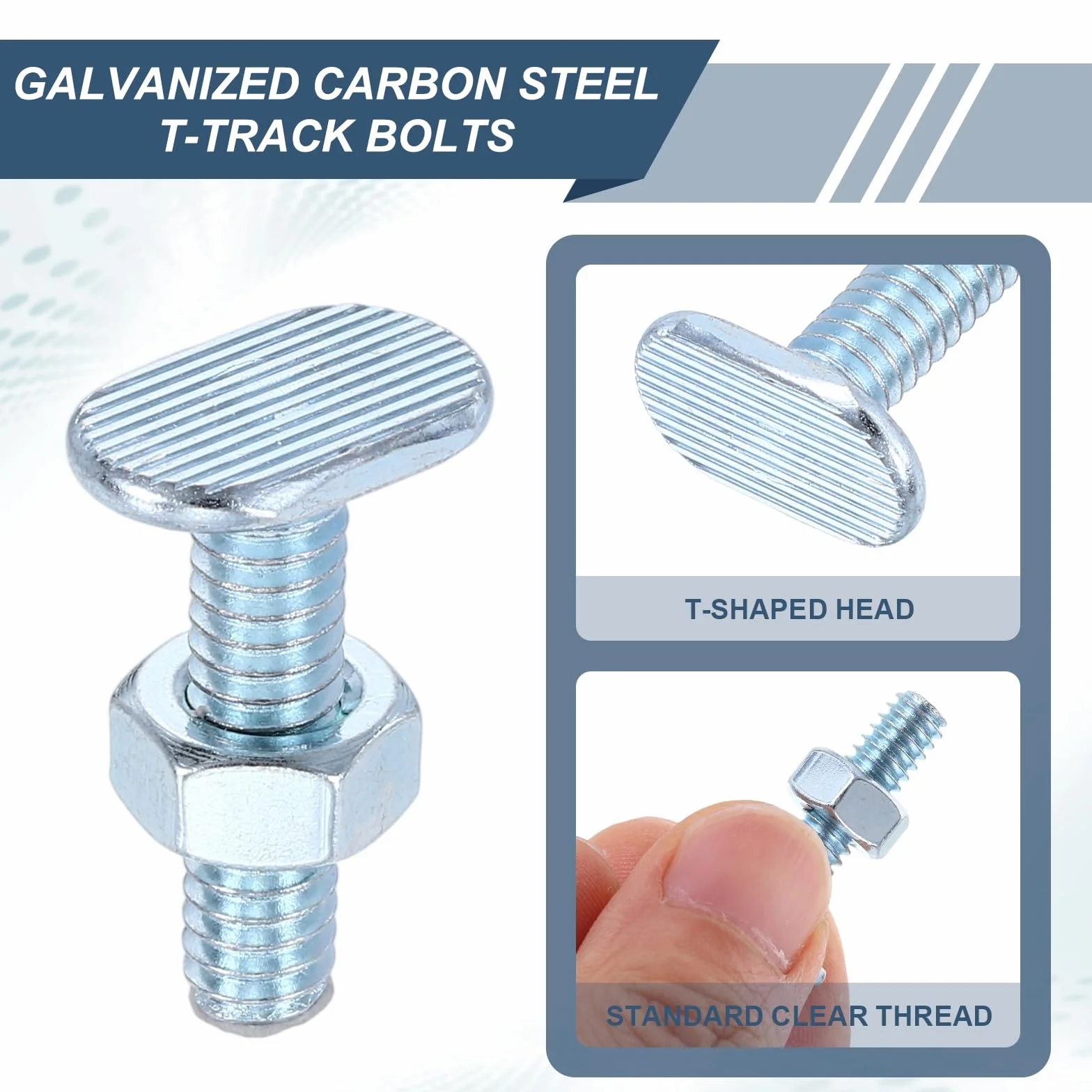 PATIKIL 1/4"-20 X 1-1/4" Bulloni A T Slot 16 Pezzi Con 32 Dadi Esagonali Argento