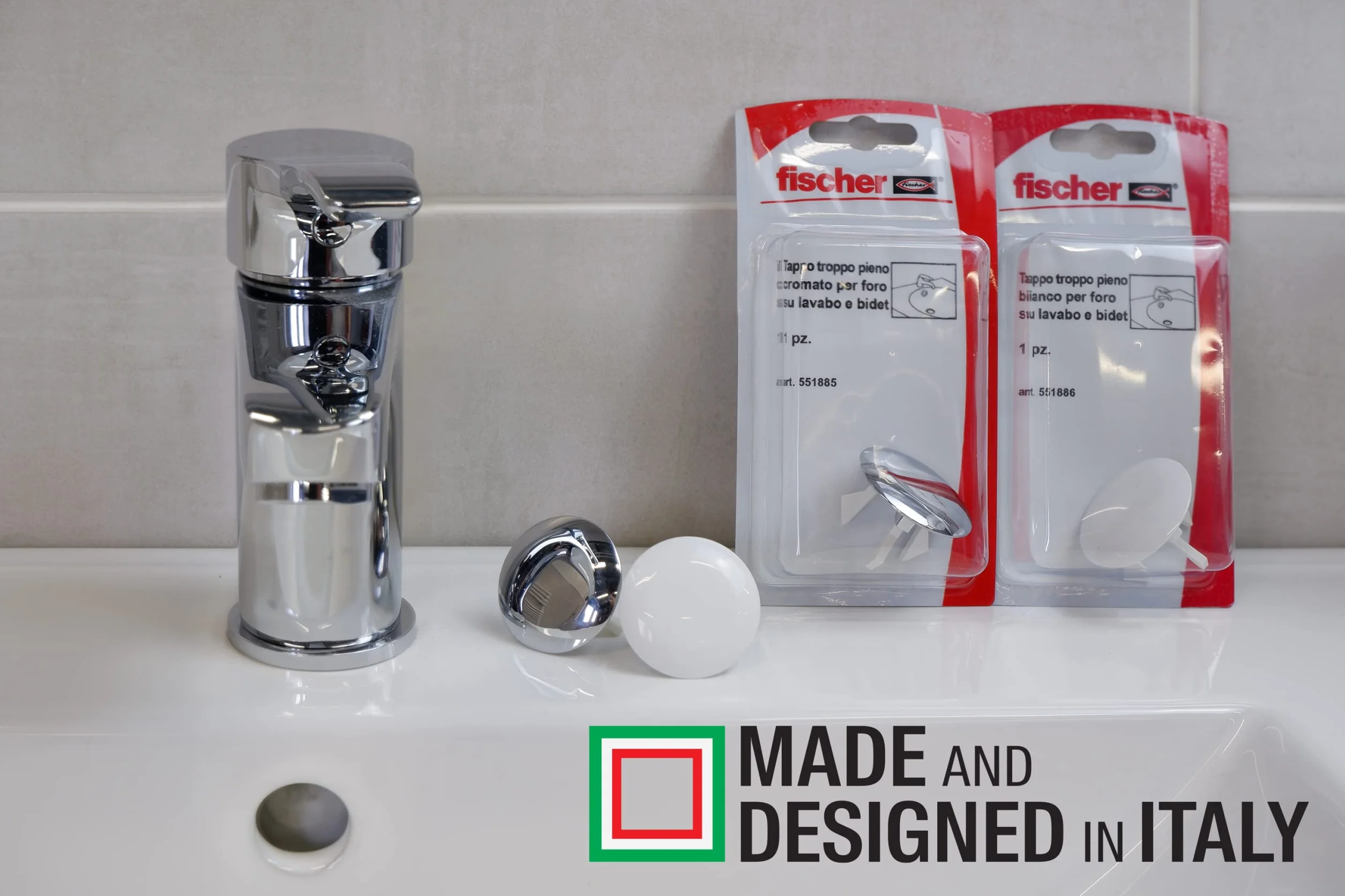 Fischer TTP Cromato Coperchio Foro Troppo Pieno per Lavabi Lavandini Bidet