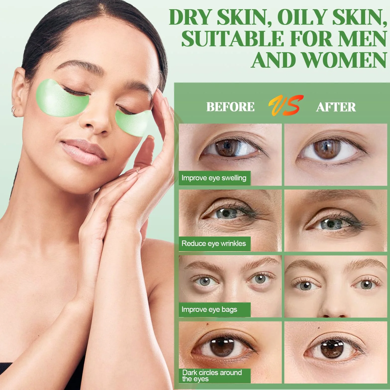 30 Paia Patch Occhi, Maschera Occhi di Aloe Vera, Collagene Patch Occhi, Rimuovi Borse e Puffiness, Maschera Per Gli Occhi Idratante All'Acido Ialuronico, Migliora Rughe, Contorno Occhi Idratante