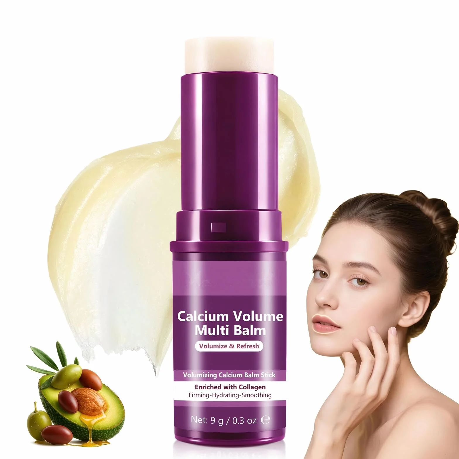 Calcium Multi Balm Stick, Calcium Volume Multi Balm Stick, Sticks Idratante al Collagene Coreano, Balsamo Anti-Età, Idratante, Antirughe, Sticks di Calcio Idratanti per Occhi, Viso, Collo