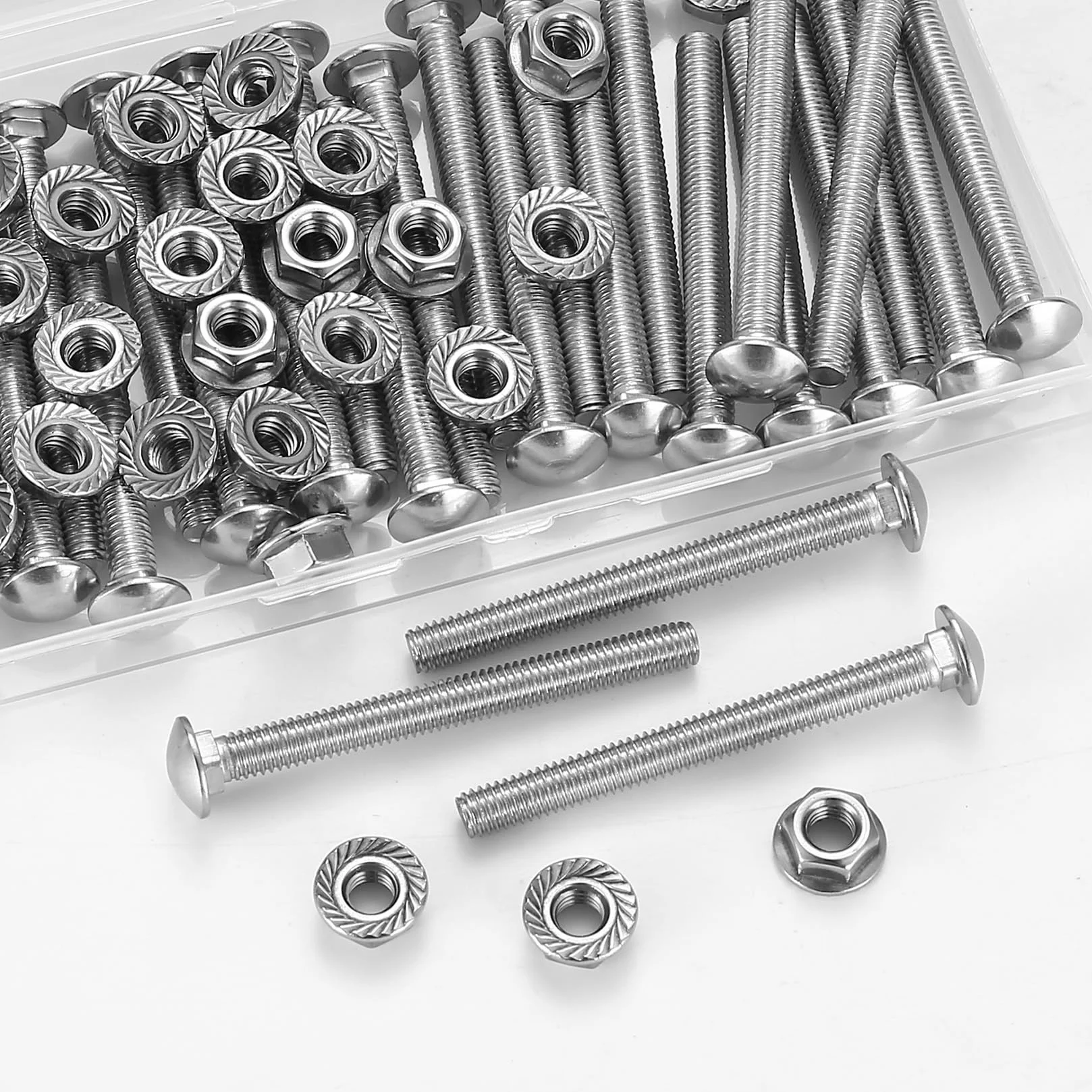 Bulloni Testa Tonda M6 x 60 mm, Viti a Testa Tonda Piatta M6, Set Acciaio Inox