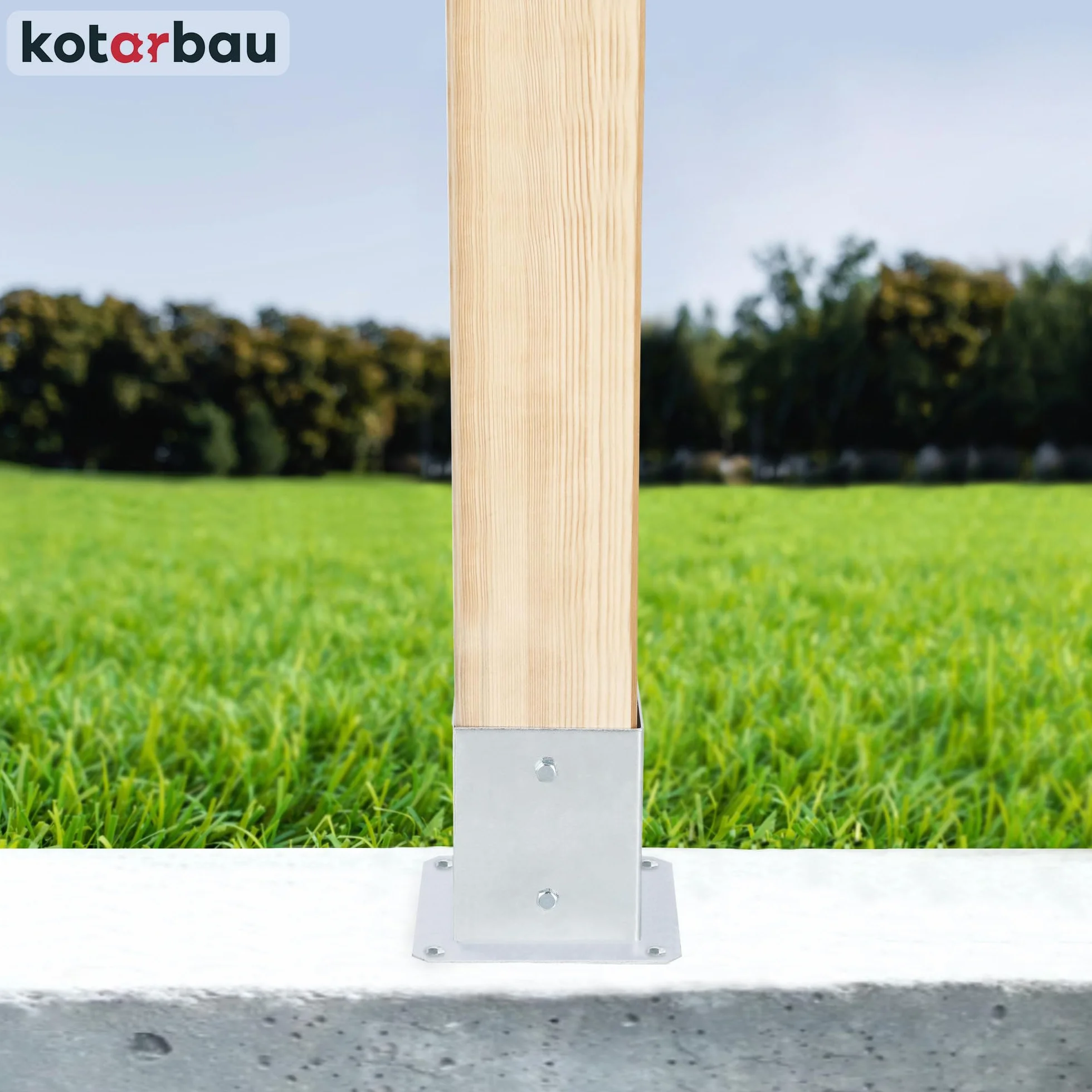 KOTARBAU® Set 2 Pezzi Fissaggio Pali Legno - Supporto per Pali in Legno Acciaio Zincato 70 x 70 mm Staffa Travi