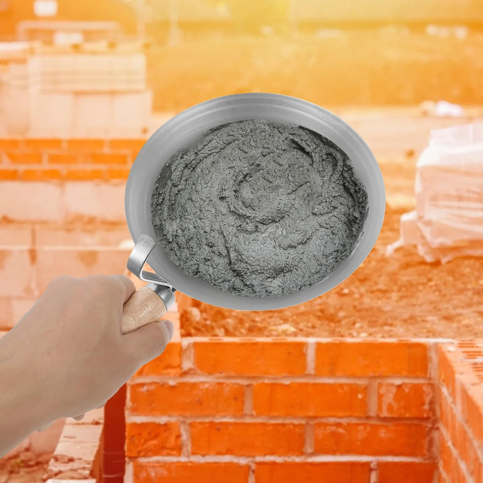 BESPORTBLE Padella di Fango in Ferro con Manico in Legno per Intonacatura, Robusta e Facile da Trasportare