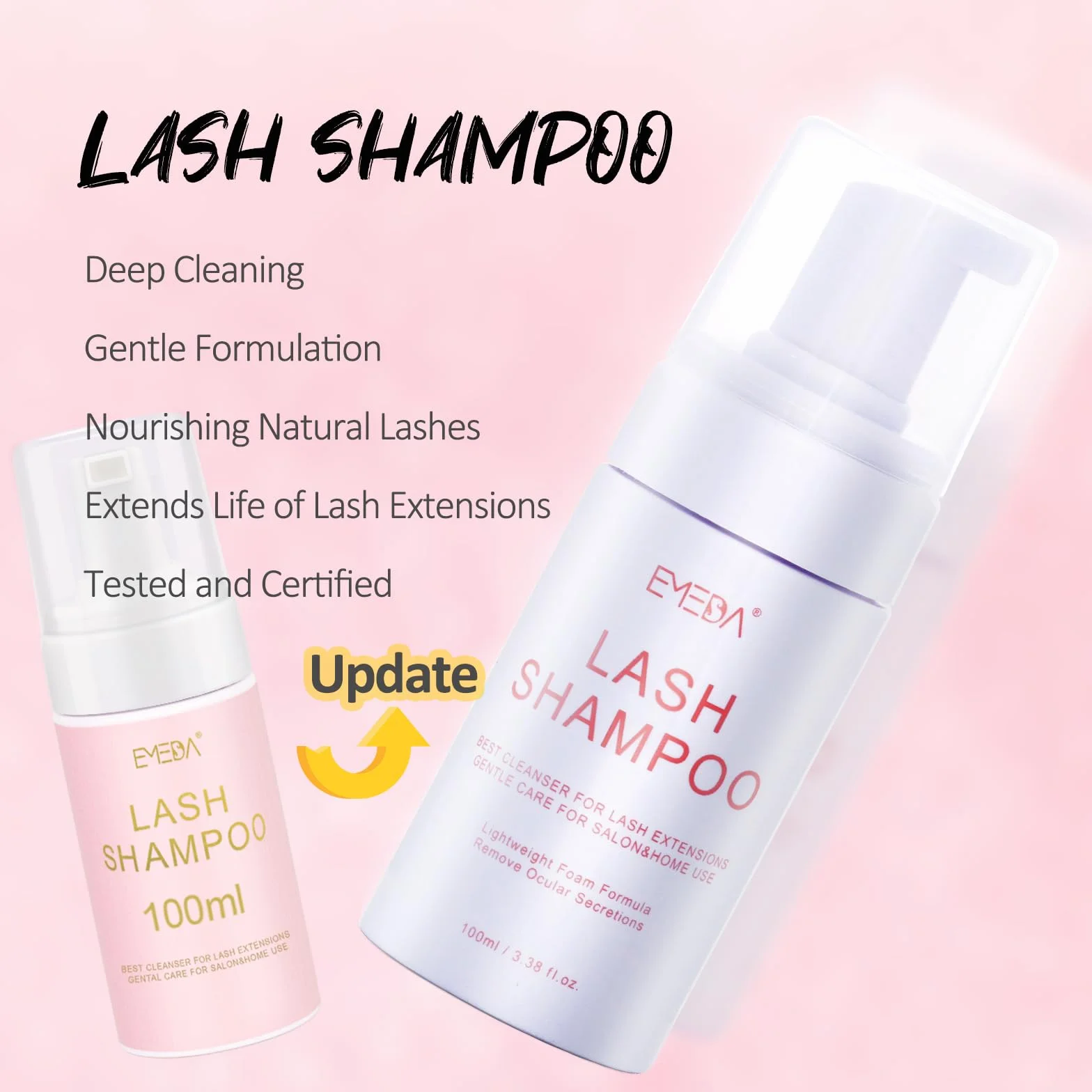 EMEDA 100ML Shampoo Per Ciglia con pennello kit Detergente Schiumogeno 100ml mousse lash extension