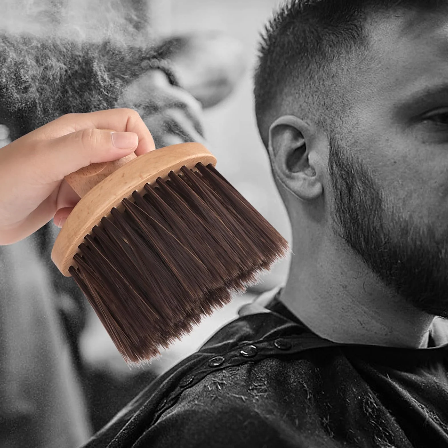 Spazzola per collo da, con setole morbide, spazzola per spolverare i capelli con manico in legno, per barbieri, saloni di bellezza, case residenziali, appartamenti, parrucchieri, uomini