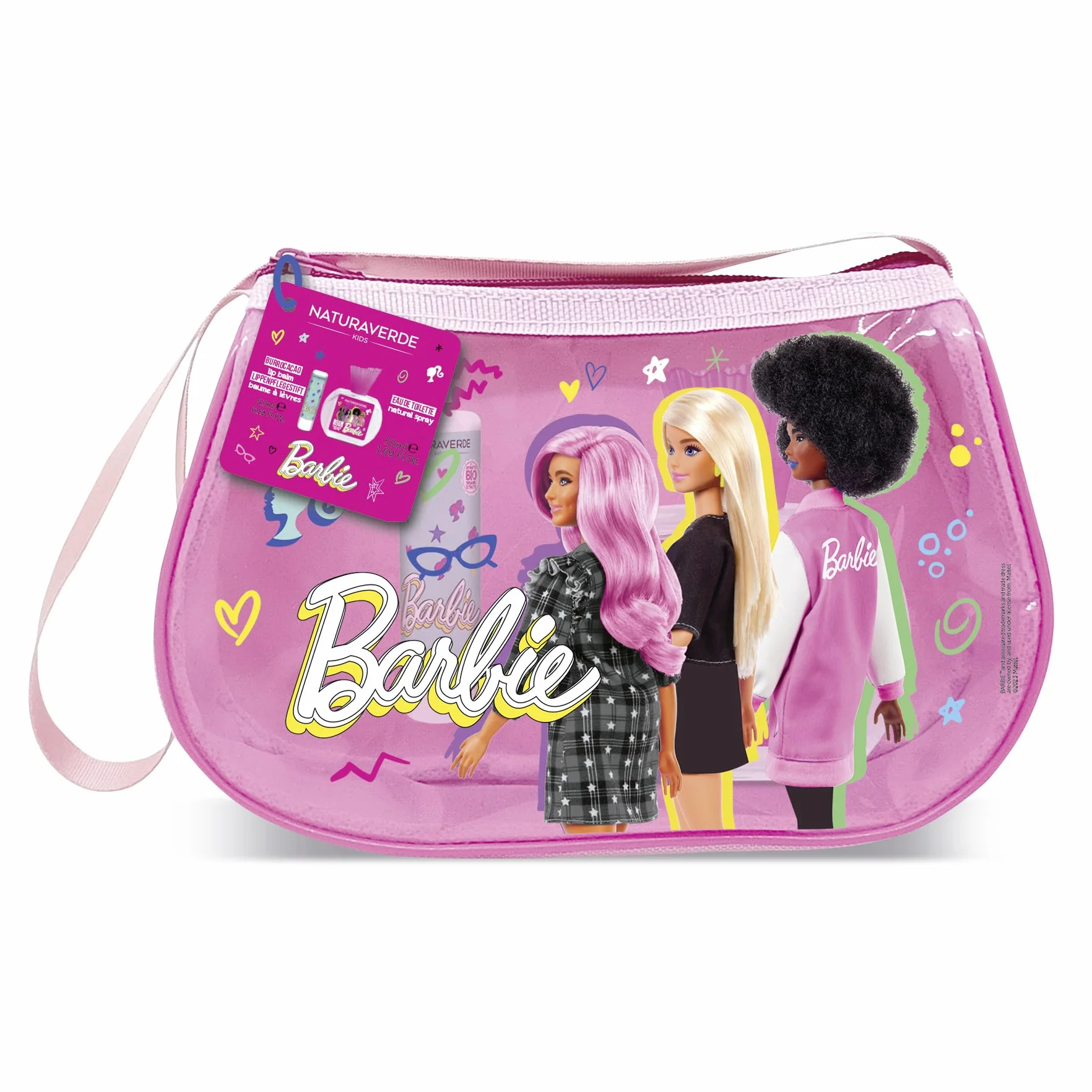 Naturaverde | Kids - Barbie Gift Set, Profumo 50 ml, Burrocacao alla Fragola 5,7 l & Borsetta Barbie
