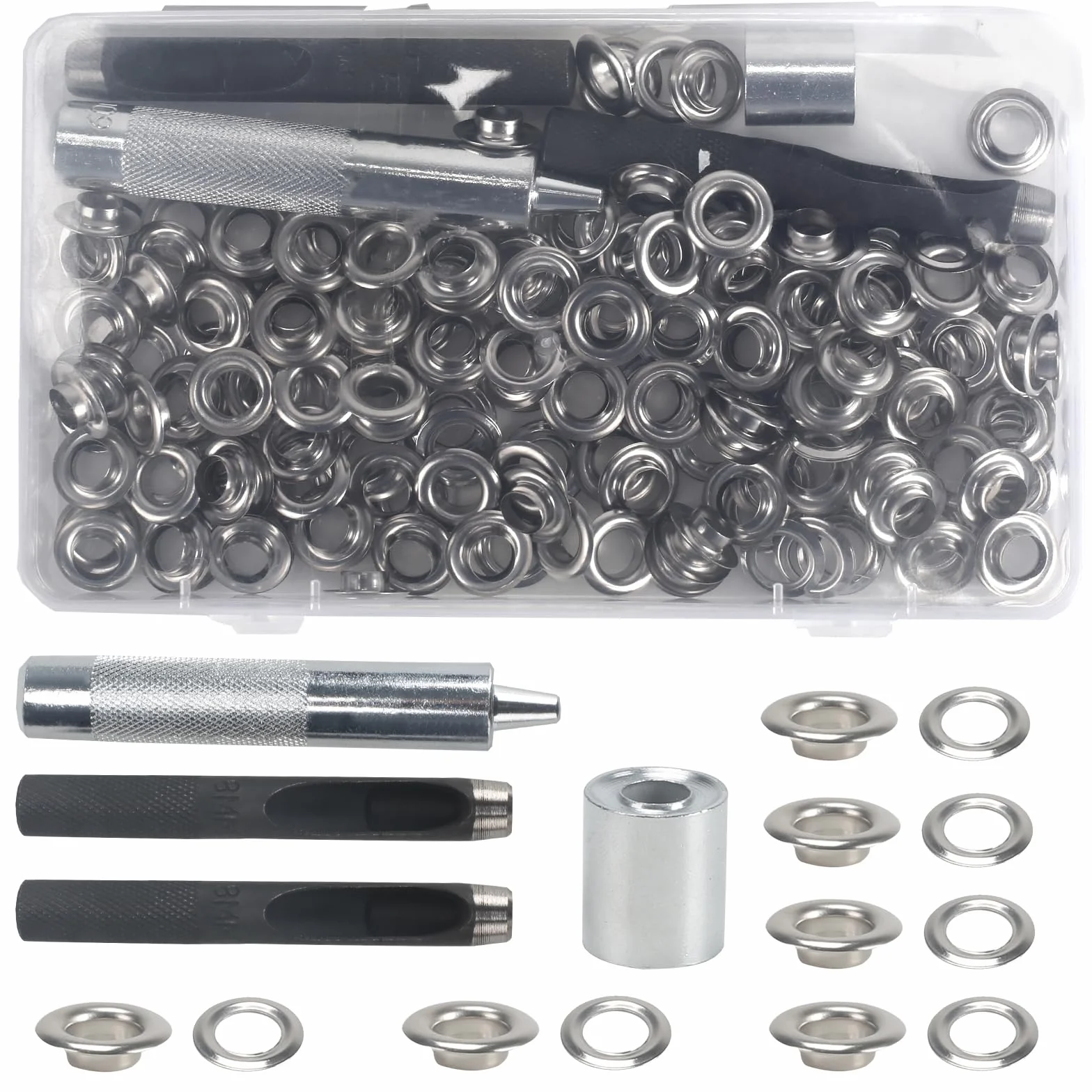 Kit Occhiello 8mm 140 Set Occhielli Metallici con Strumento per Tela Cerata Teloni Borse in Pelle