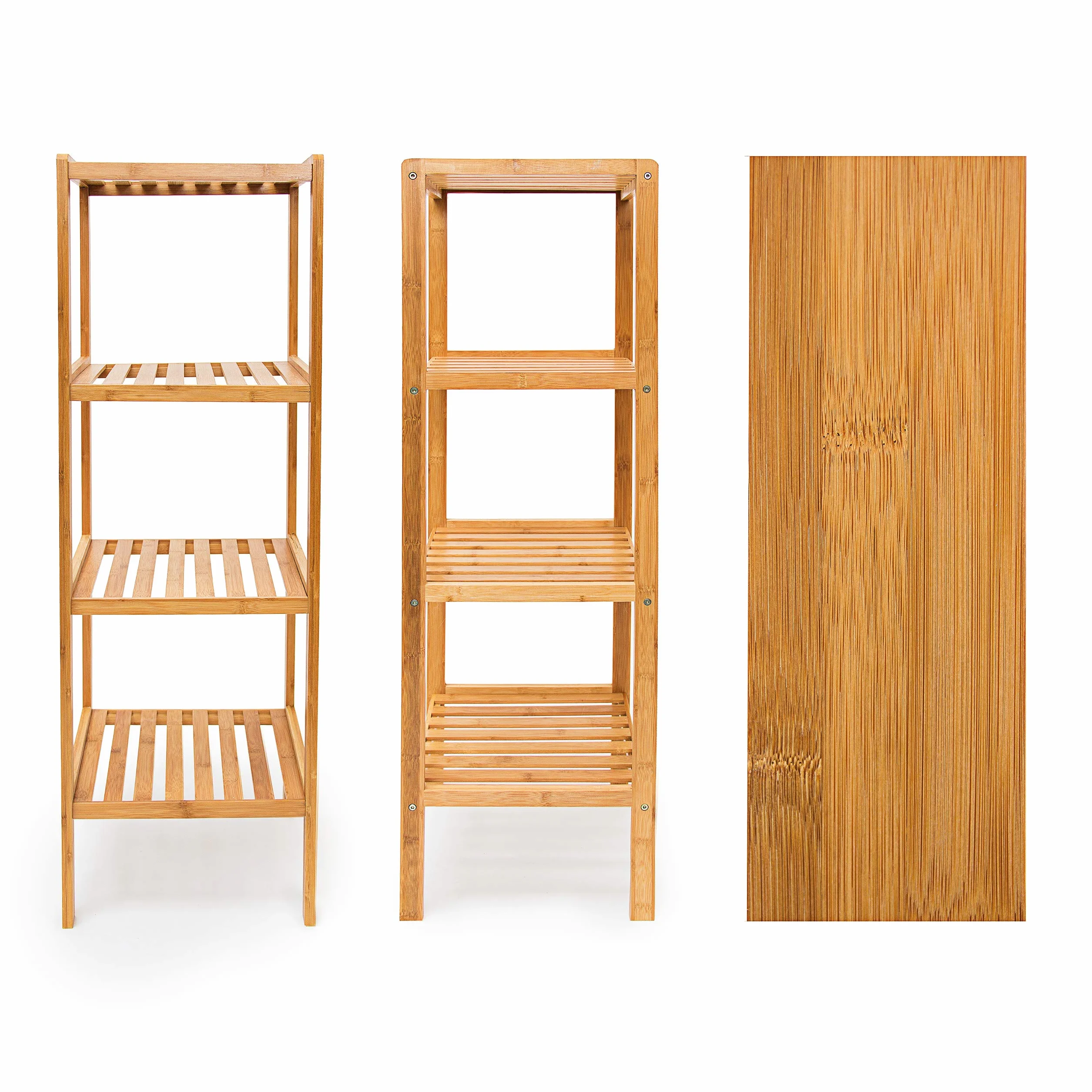 Relaxdays Scaffale per Bagno Cucina in Legno di Bambù 33 x 33 x 110 cm Marrone Chiaro