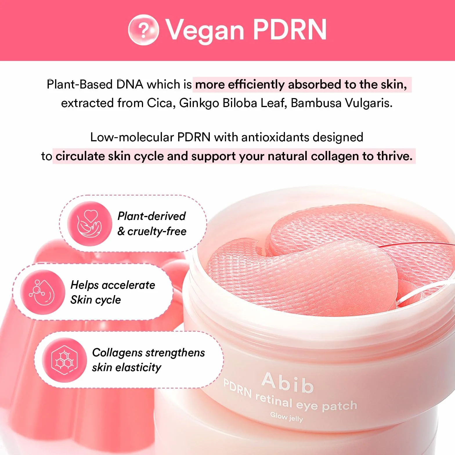 Abib Cerotti Per Gli Occhi Pdrn Retinal Eye Patch Glow Jelly Coreani Per Occhi Gonfi E Occhiaie, Antirughe, Collagene, Caffeina, Niacinamide 60 Cerotti,