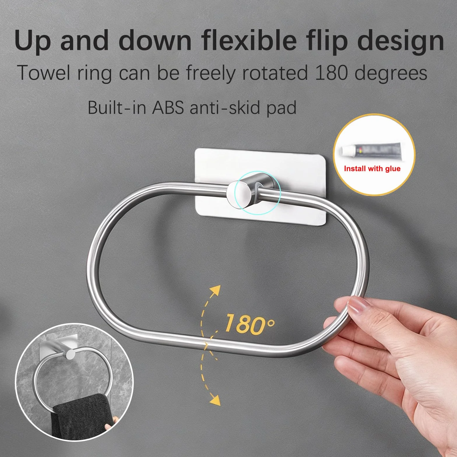 Set di Accessori da Bagno 8 Pezzi Porta Asciugamani Acciaio Inossidabile Argento