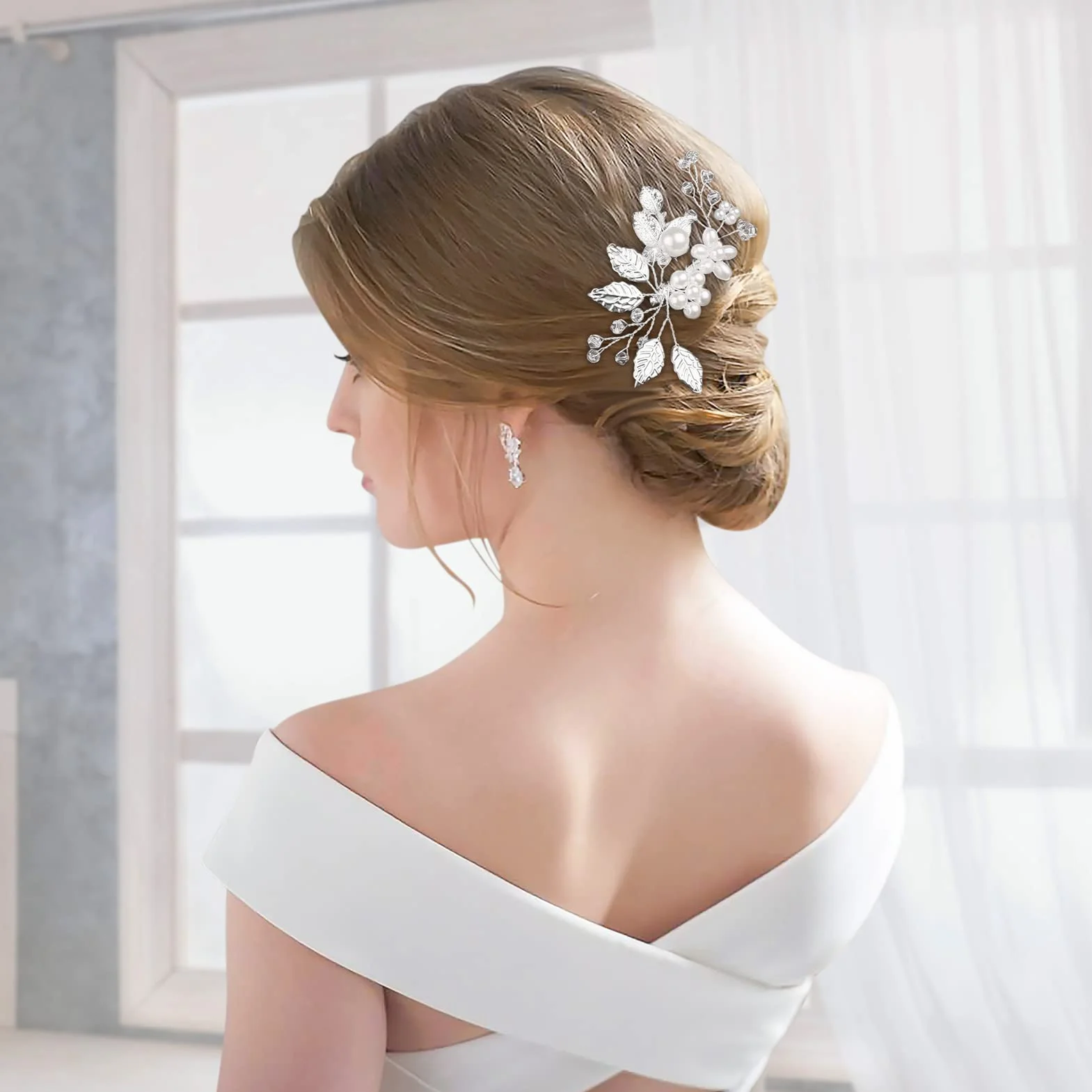 4 Pezzi Accessori Capelli Sposa Pettine Fermaglio con Perle Strass Forcine a Forma di U per Donne e Ragazze