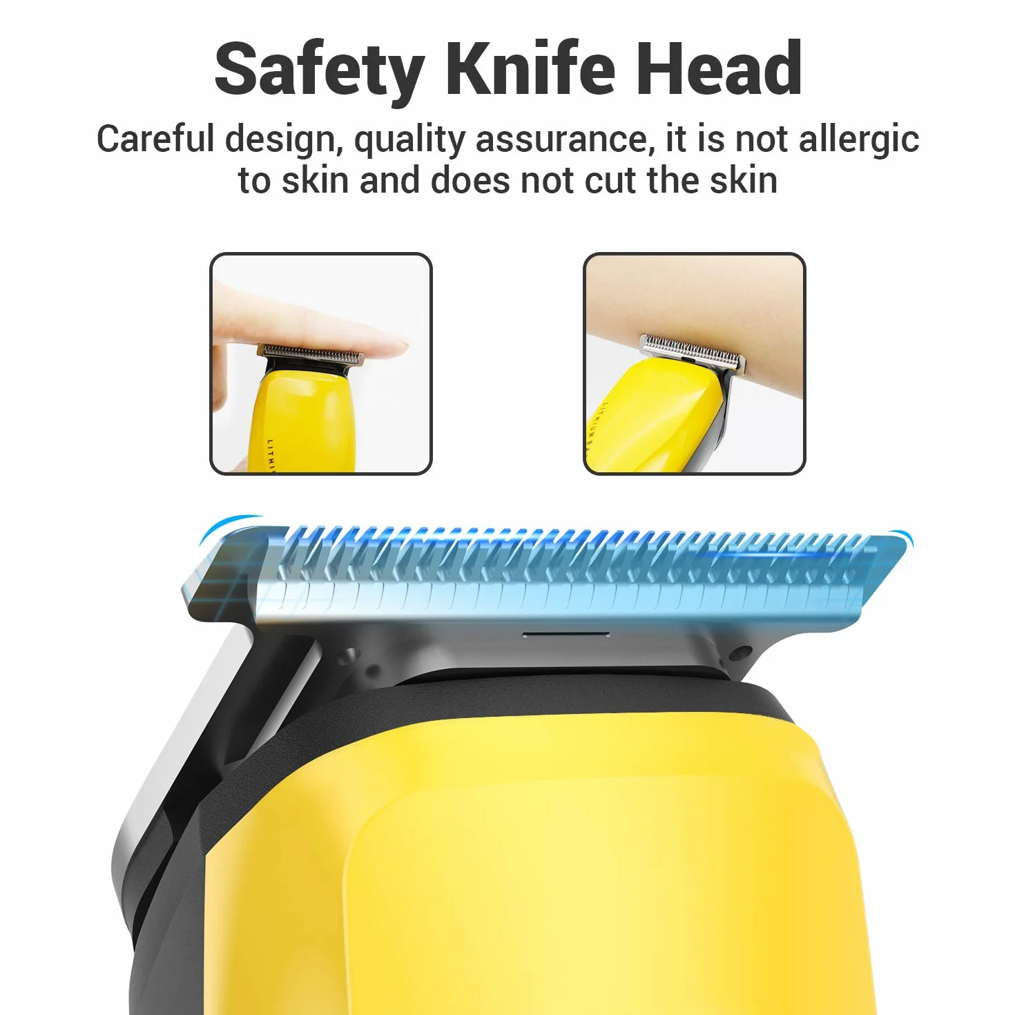 Tagliacapelli Uomo Professionale, Regolabarba Elettrico Barba Rasoio Capelli con 4 Pettine Guida e Potenti Batterie al litio Ricaricabili Incorporate, per la Cura di Barba, Capelli e Corpo (giallo)