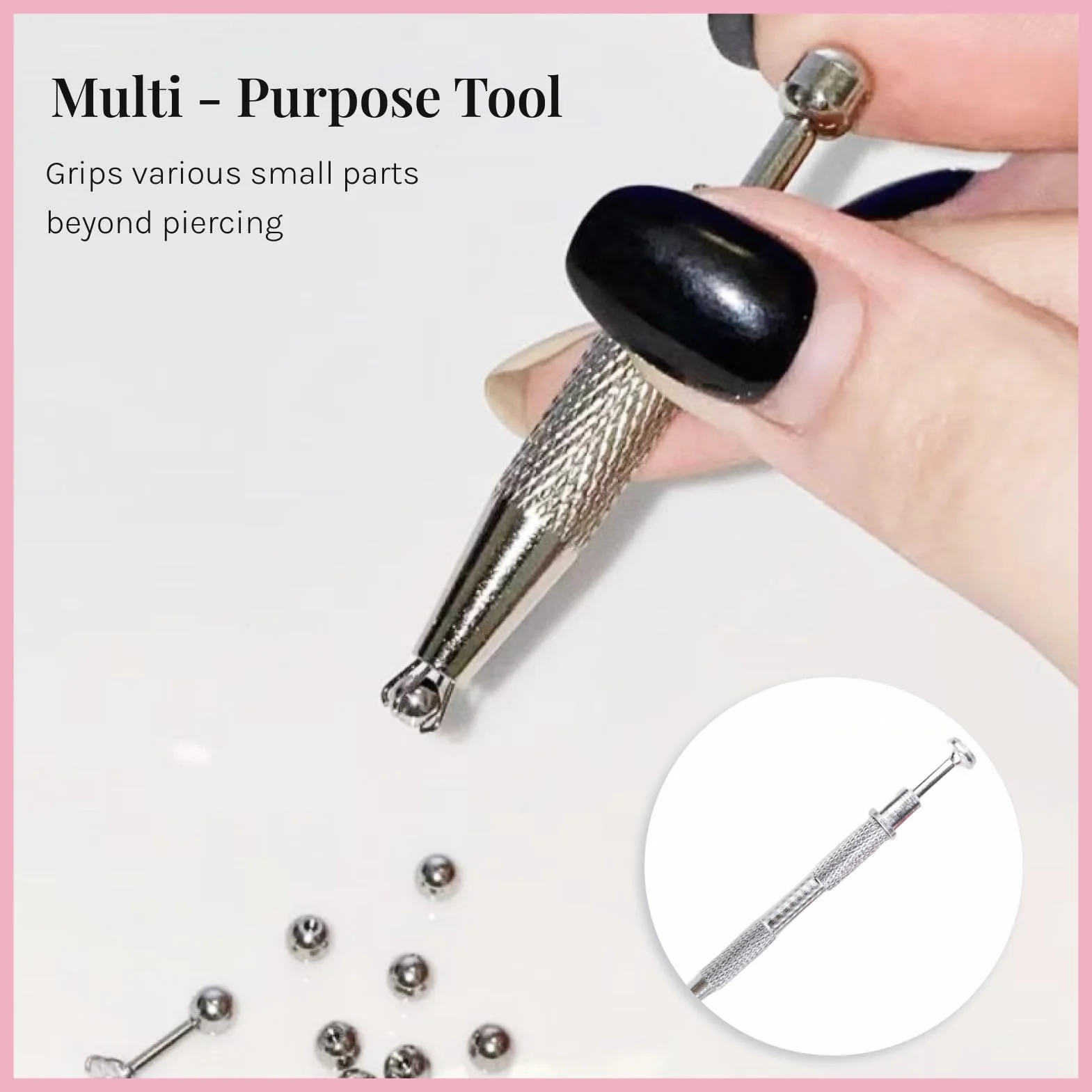 Pinze per Sfera Piercing, Strumento Gioielliere, Versioni Lunga e Corta, Rosa e Argento, 4 Pezzi