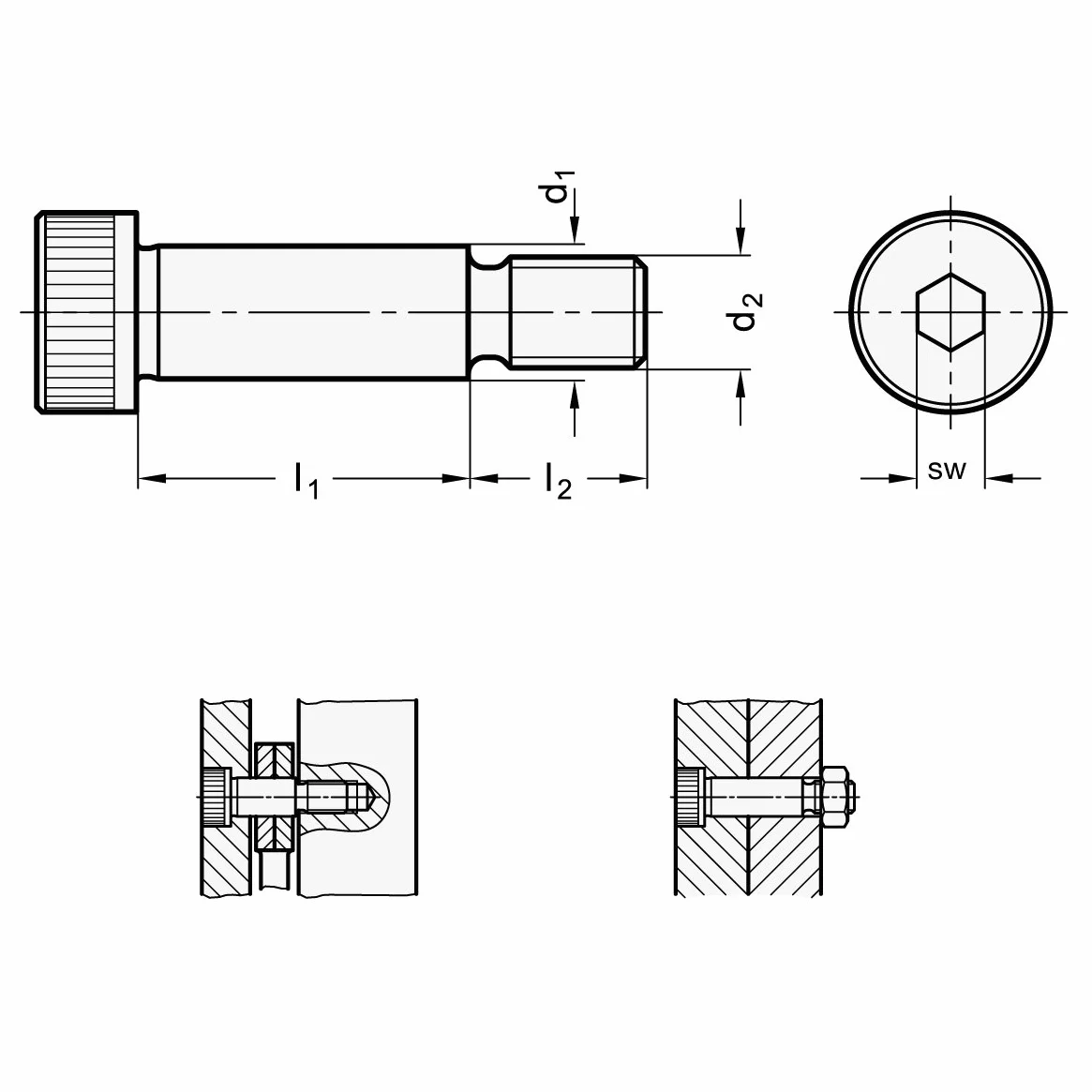 Ganter ISO 7379 Pass viti con Federale Acciaio inossidabile M8 16 mm